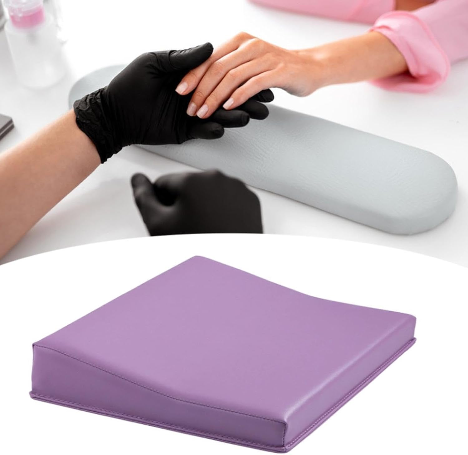 Eigell Nail Armrest,Nails Table Elbow Pad Waterproof Sponge Filler Hand Rest Manicure Hand Rest Pillow Cushion for Salon Nail Tech, Violet image number 6