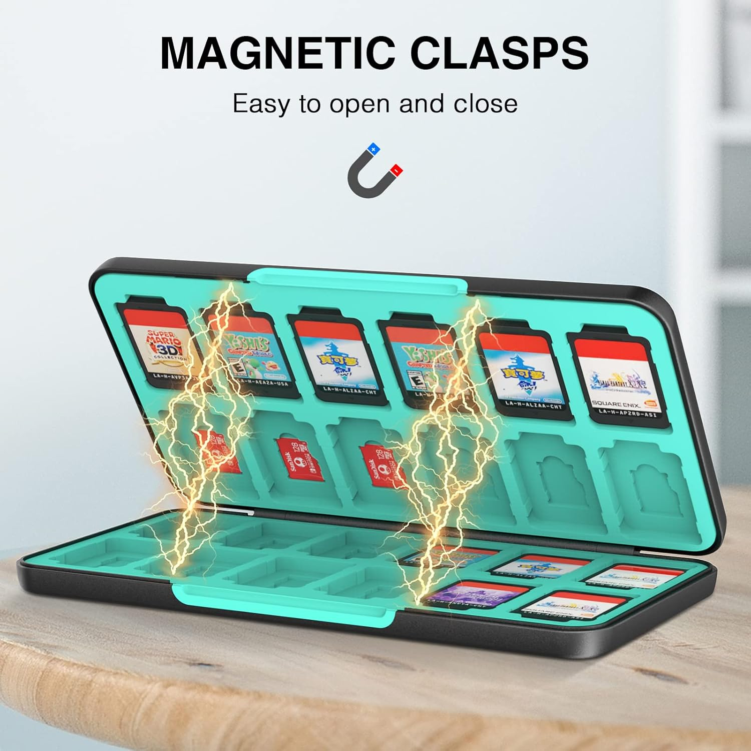 THELIFELICIOUS Switch Game Card Case for Nintendo Switch/Switch Oled/Switch Lite, Games Card Holder with 24 Game Card Slots & 24 Micro SD Card Slots.&hellip; - Zelda Black image number 4