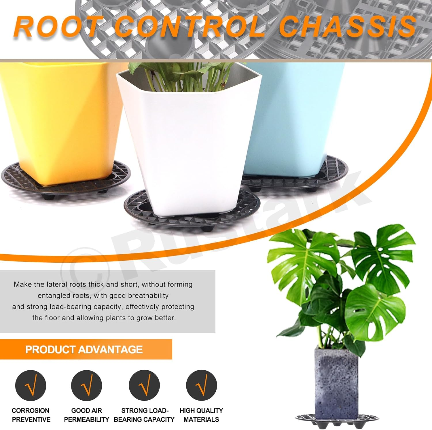 6Pcs 8 Inch Plant Level Pot Elevator Black Plastic round Planter Pots Elevator for Indoor Outdoor Garden Patios (20Cm) image number 3