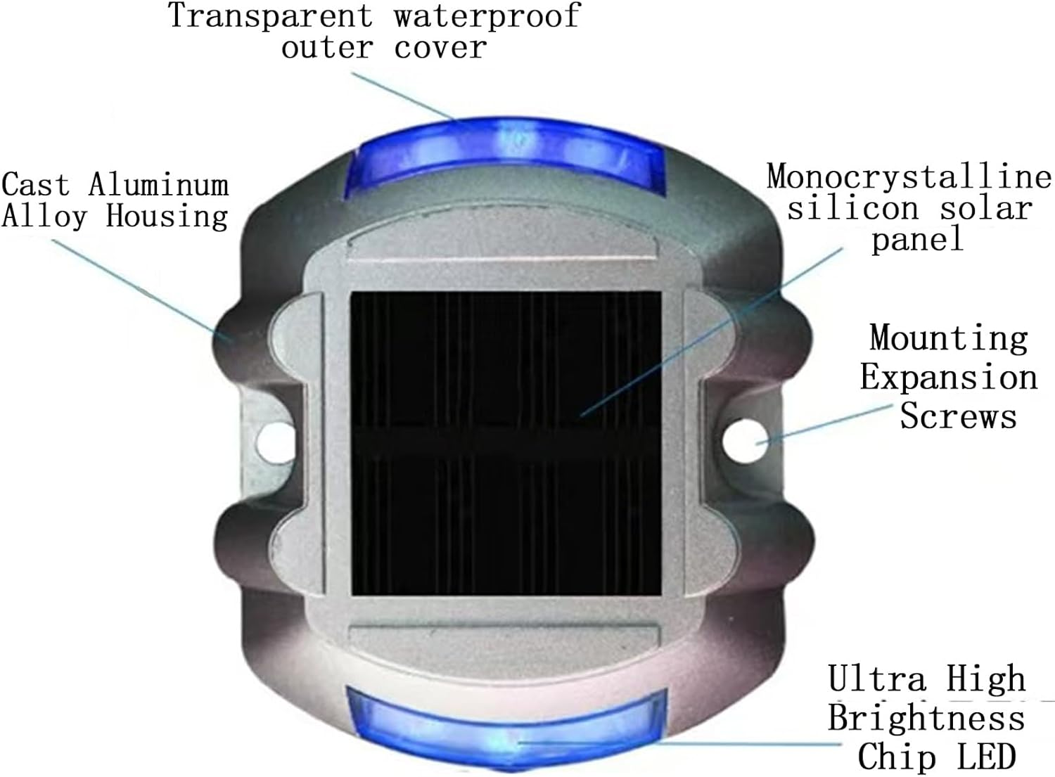2PCS Solar Power Ground Marker Lights,Led Solar Driveway Deck Light,Driveway Lights,For Path Garden Walkway,Sidewalk,Steps,Yard image number 4