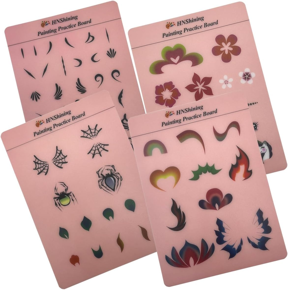 Hnshining Face Painting Practice Board,Body Paint Exercise Board with Various Patterns,Hnshining Reusable Painting Patterns Exercise Template,Painting Skill Practice Sheet image number 3