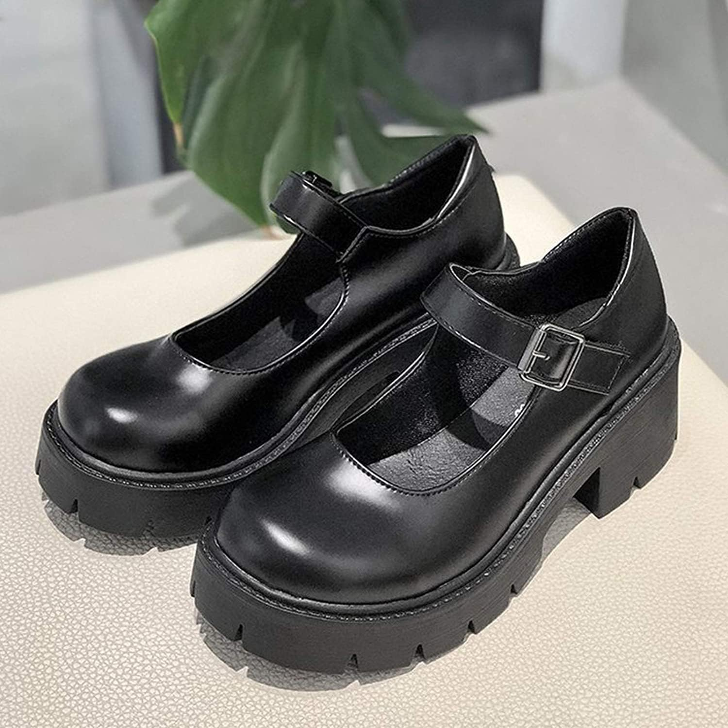 Women'S Platform Mary Janes Chunky Heel Ankle Strap Uniform Dress Shoes Heeled Gothic Lolita Oxfords image number 2