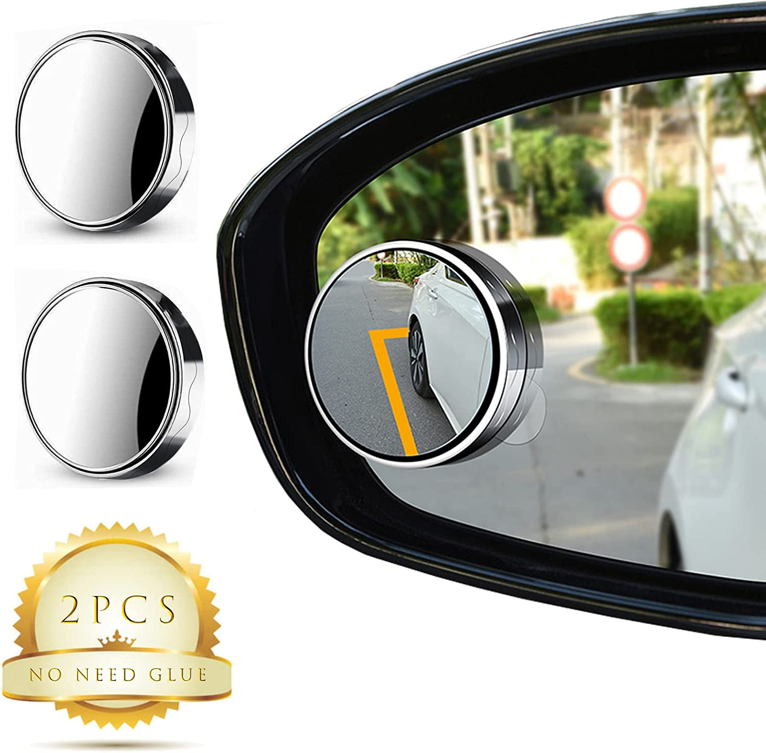 Car Blind Spot Mirror 2 Pack,Suction Cup Blind Spot Mirror 2" round Hd Frameless Convex Rear Side View Mirror 360&deg; Rotatable Blind Spot Auxiliary Rearview Mirror Protective Mirror Non-Adhesive