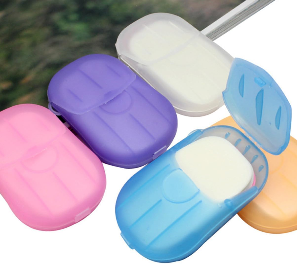 SUPVOX 20Sheets Travel Hand Soap Sheets Confetti Soap Paper Portable Bath Face Wash Safe for Camping Hiking Office Home Use image number 3