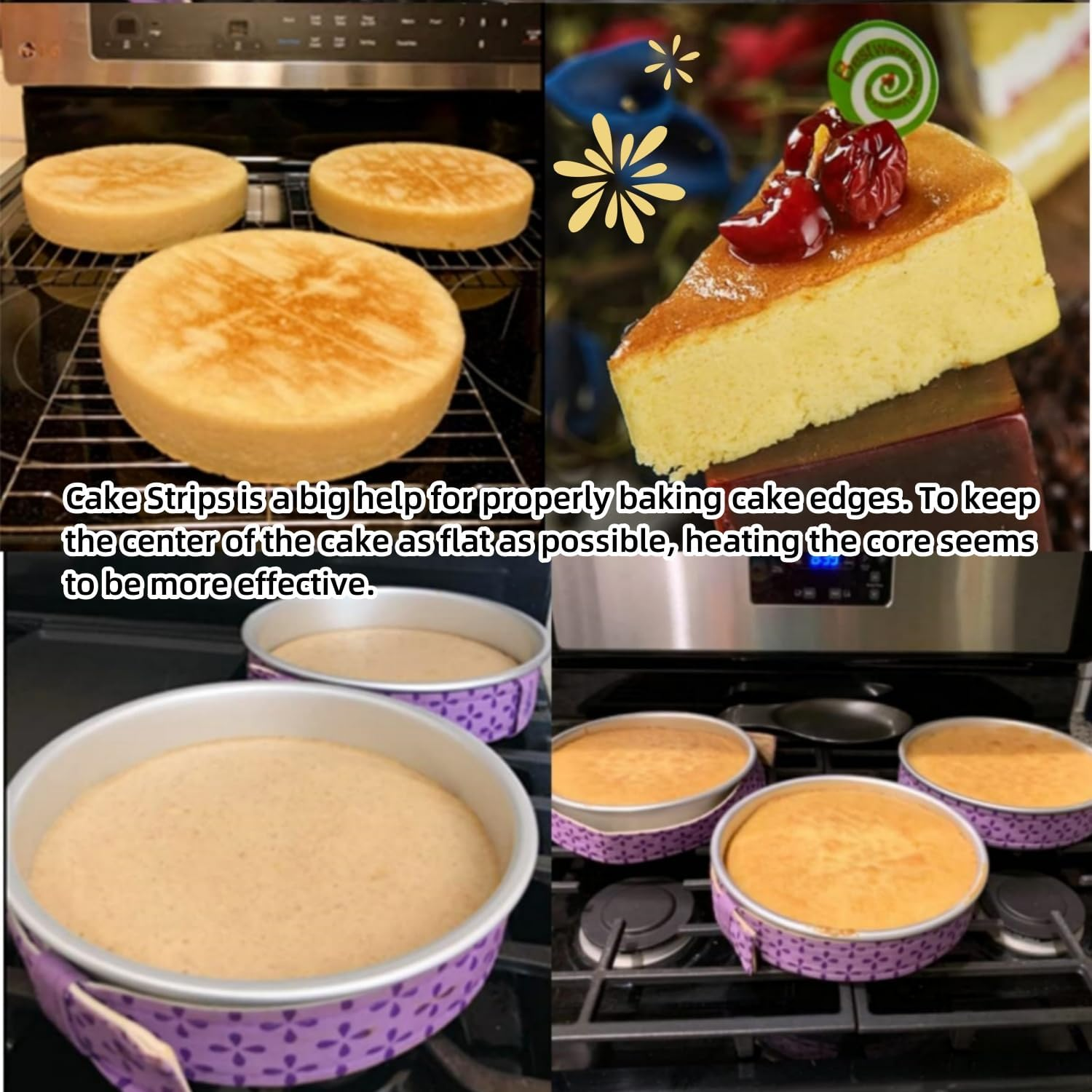 4Pcs Bake Even Strip, Cake Pan Dampen Strips, Baking Tray Protection Strap for Even Baking, Reusable Cake Pan Baking Strips for Home Kitchen Baking Supplies image number 1