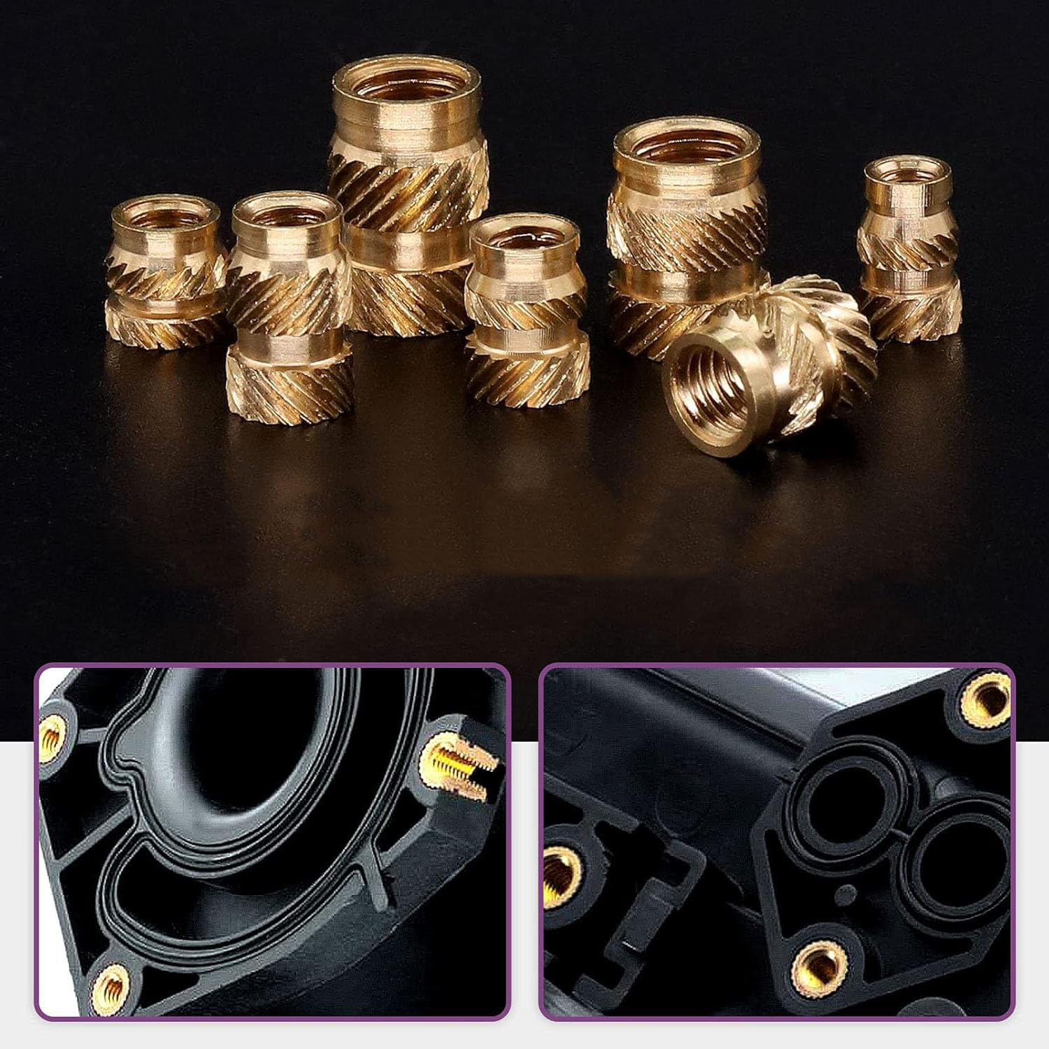Threaded Inserts M2 M2.5 M3 M4 M5 M6 Female Thread Knurled Nuts Brass Insert for Plastic 3D Printing Components, Injection Molding, Hydraulic Welded Joint 300Pcs. image number 3