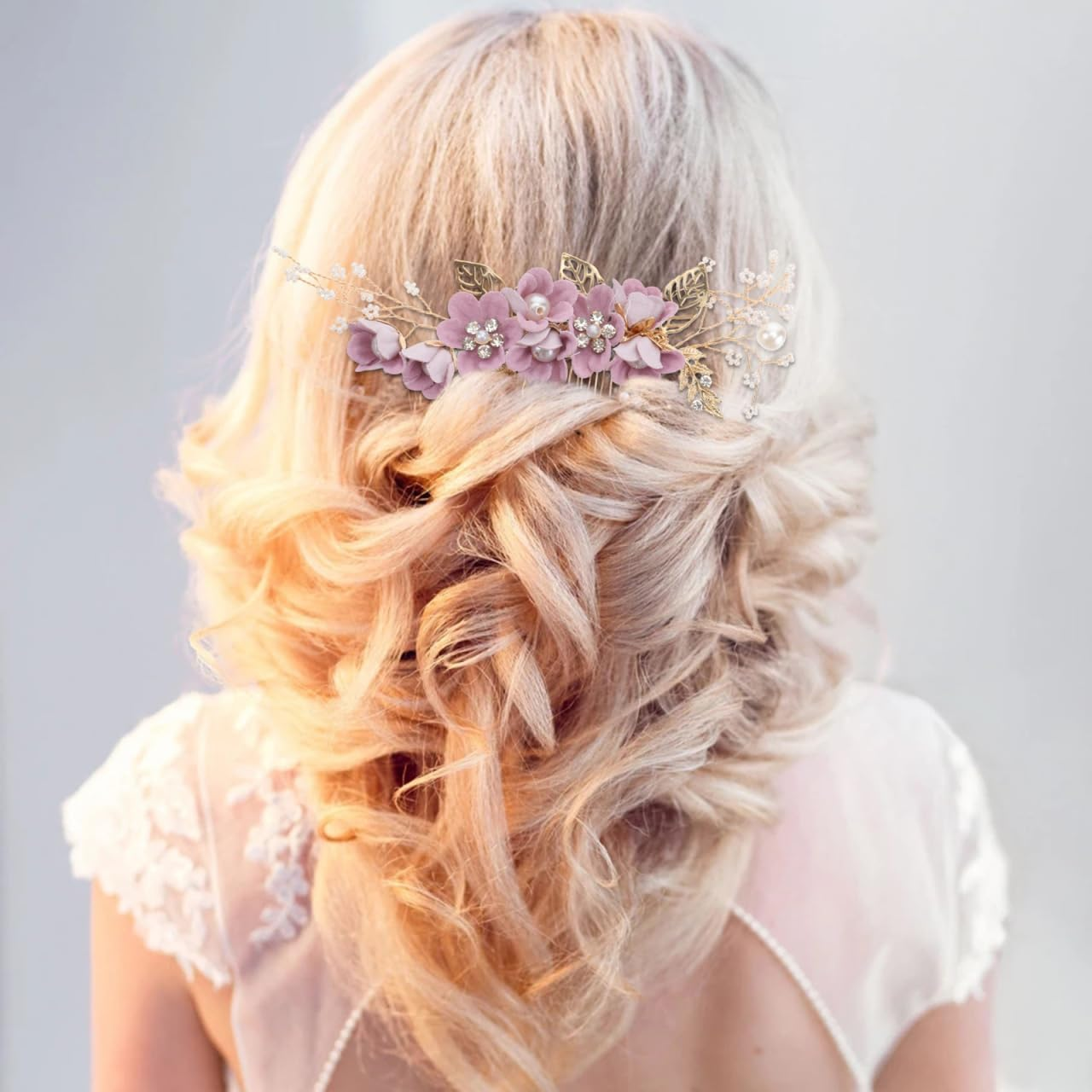 Hemobllo Side Hair Clips with Flowers for the Bride: Alloy Headpiece with Rhinestones and Flowers for Wedding Brides Hair Comb Wedding Prom Birthday Party