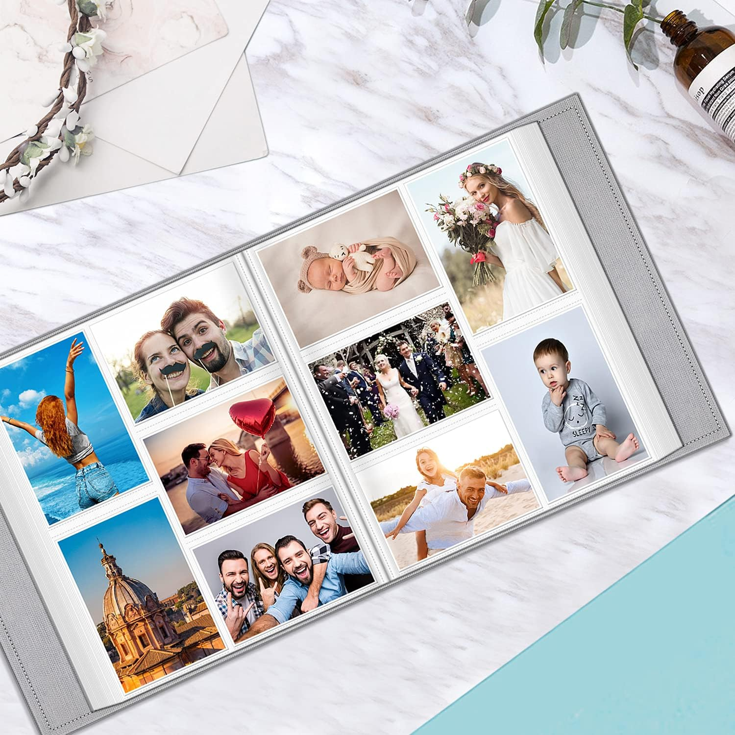 Fintie Photo Album 4X6 Photos - 600 Pockets Large Capacity Photo Book Cover for Family Wedding Anniversary Baby Vacation Pictures, Dreamy Marble image number 1