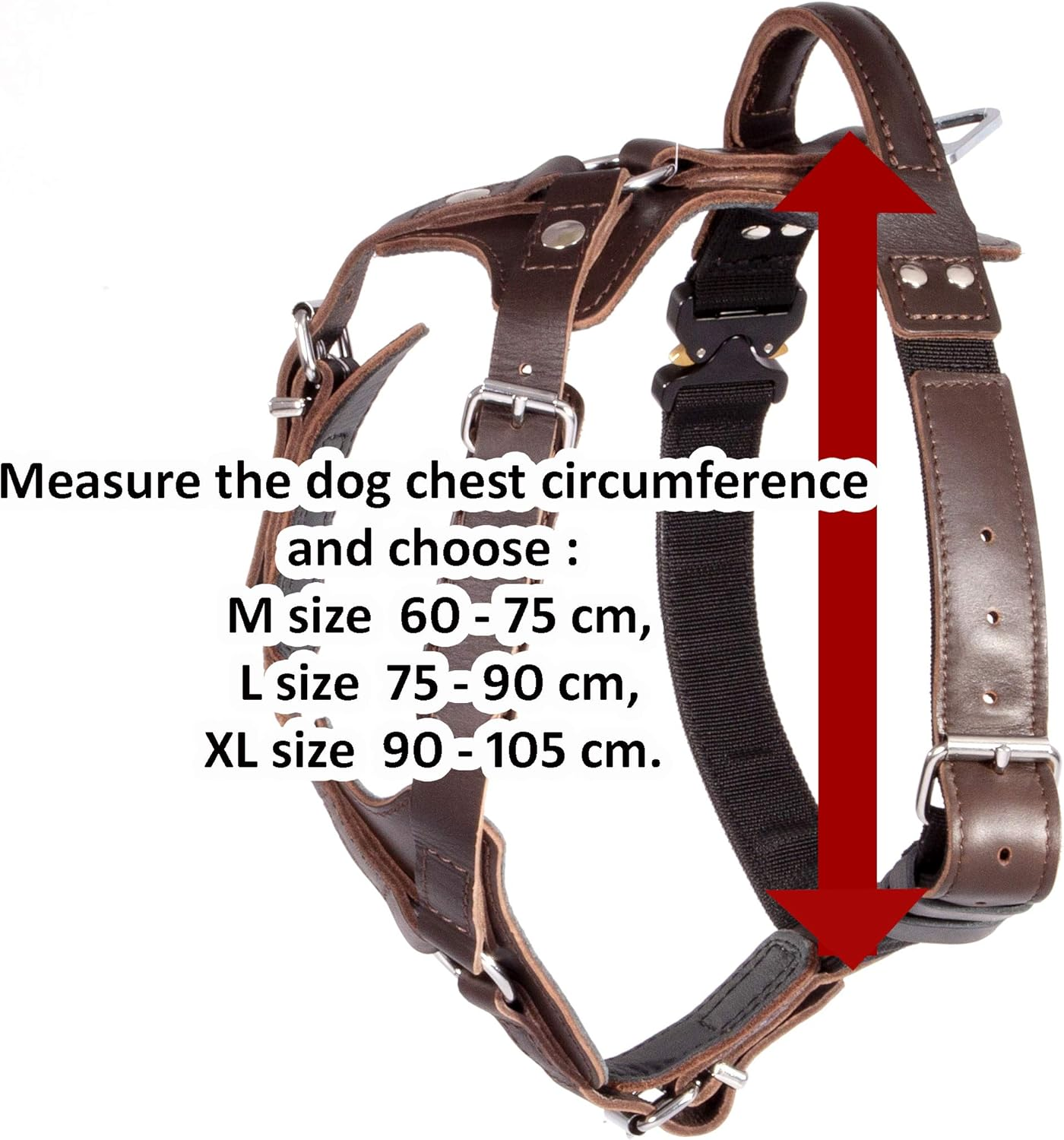 Dingo Gear Elite Dog Harness Hadmade of Leather, Durable, Strong, Dark Brown, M image number 5
