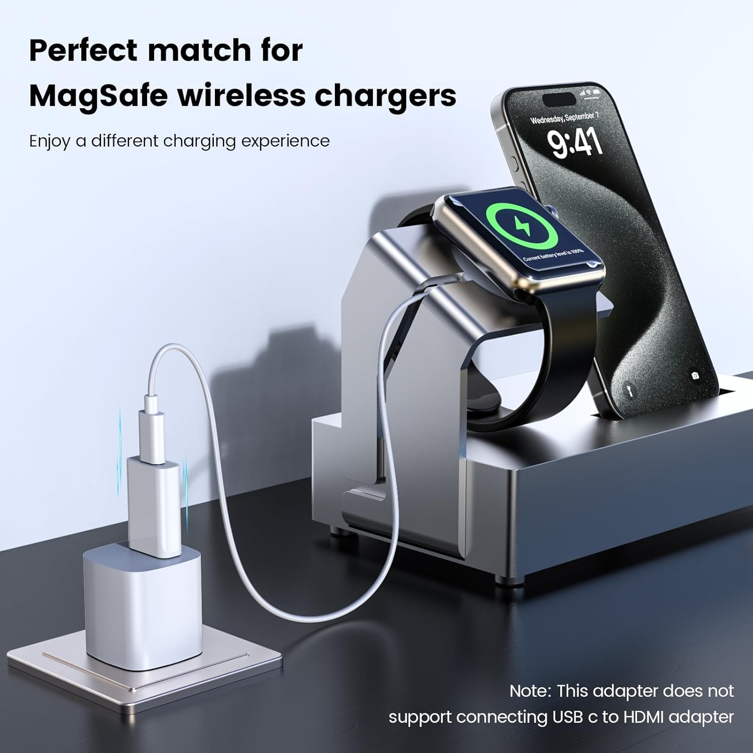 MOSWAG USB C Female to USB Male Adapter USB C to USB Adapter, Type C Charger Cable Power Converter Compatible with Iphone 15 Apple Watch Airpods Carplay image number 6