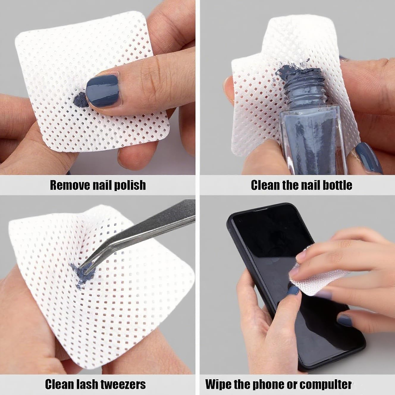 Lash Extension Glue Wipes Lint Free Glue Cleaning Pads Non-Woven Fabric Nail Polish Remover Wipes,Suitable for Cleaning Tweezers and Glues Bottle Nozzle, Etc 400 Pcs image number 4