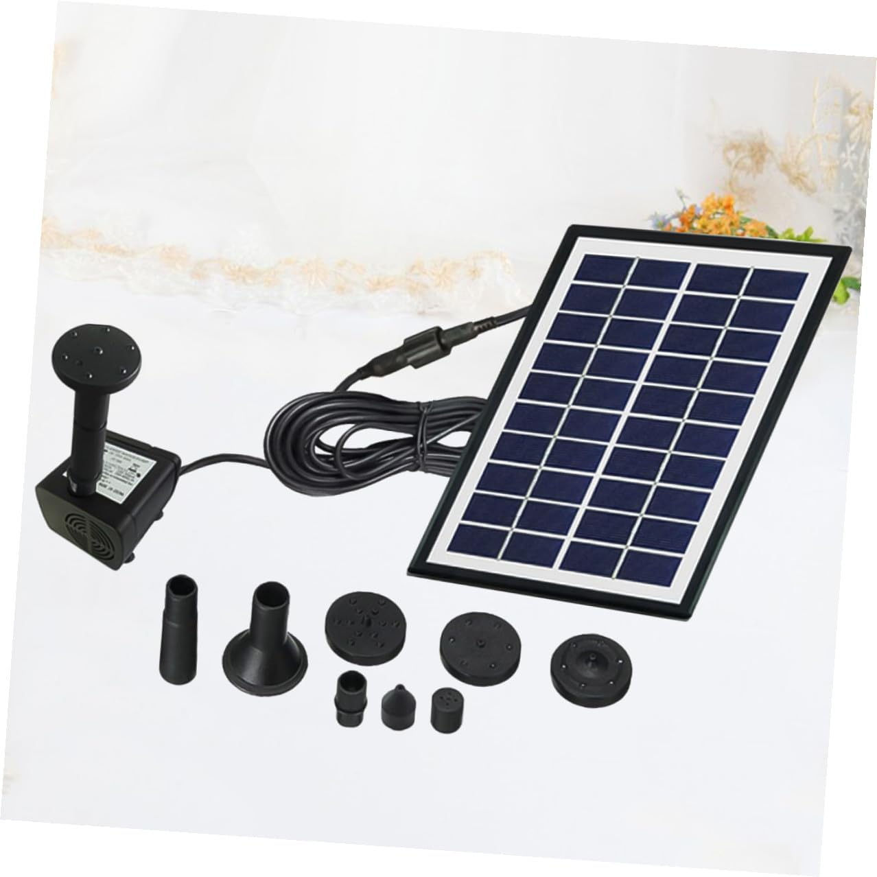 LALAFINA 4W Solar Floating Fountain Water Pump Mini Garden Pond Aerobic Water Fountain Outdoor Landscape Fish Pond Pool Black image number 4
