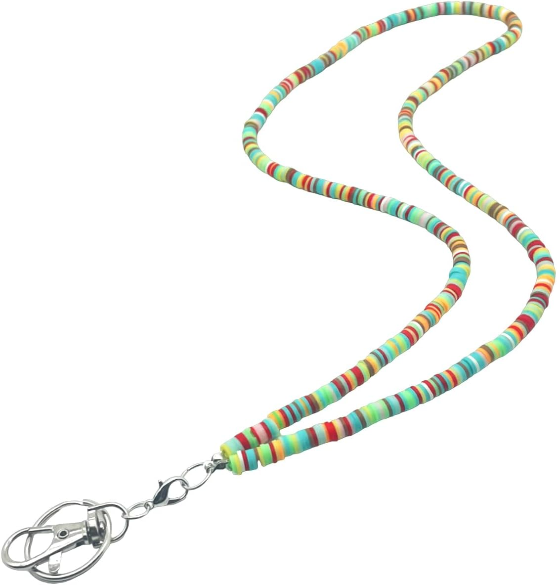 Beaded Teacher Lanyard Boho Cute Rainbow Lanyard Neck Keychain Lanyards for Cruise Ship Cards Id Badges and Keys image number 3