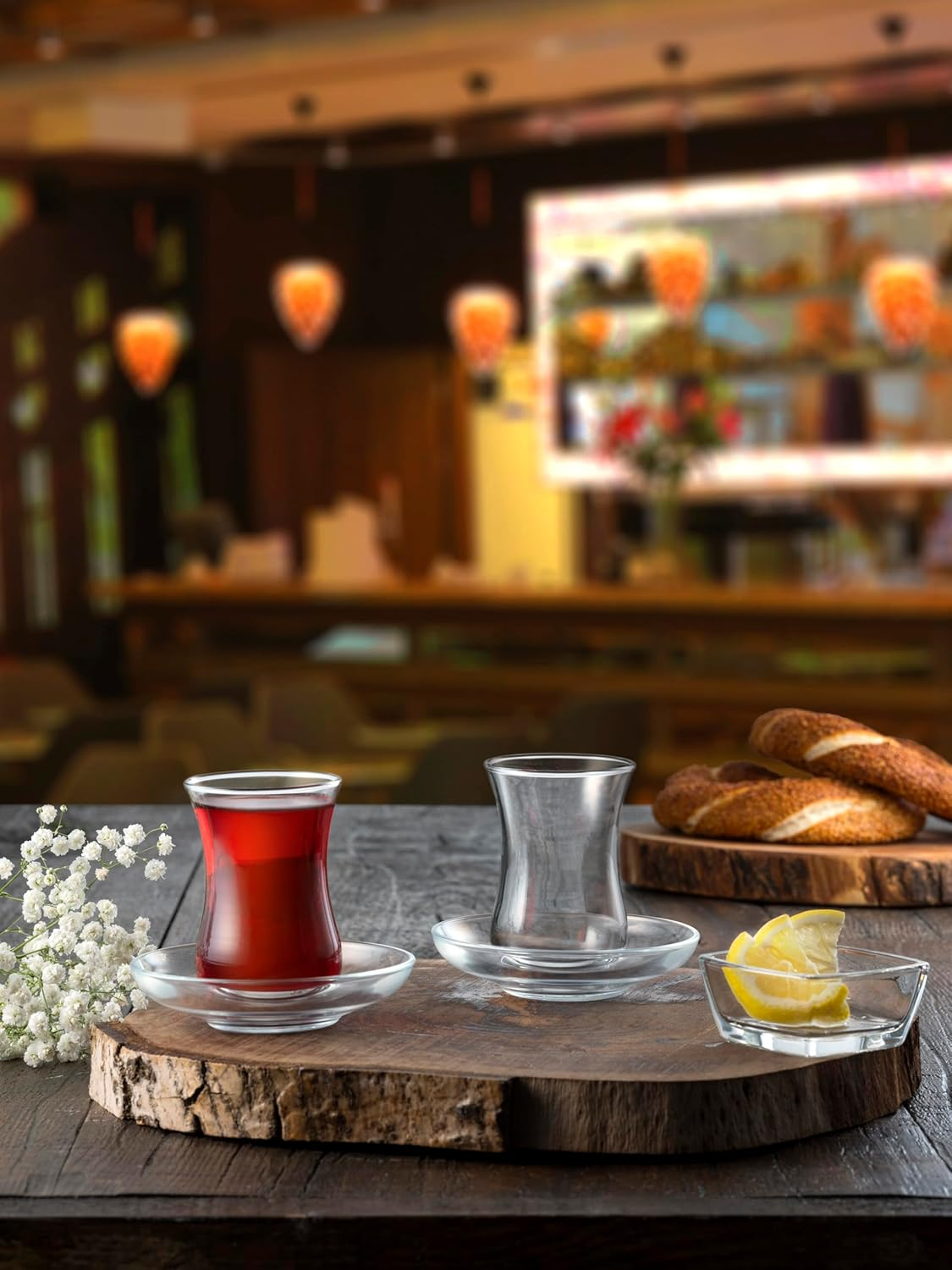 Pasabahce Turkish Tea Glasses & Saucers Set - Design (12 Pc) - Set of 6, 120 Cc. - Dishwasher Safe Turkish Tea Glass Set image number 4