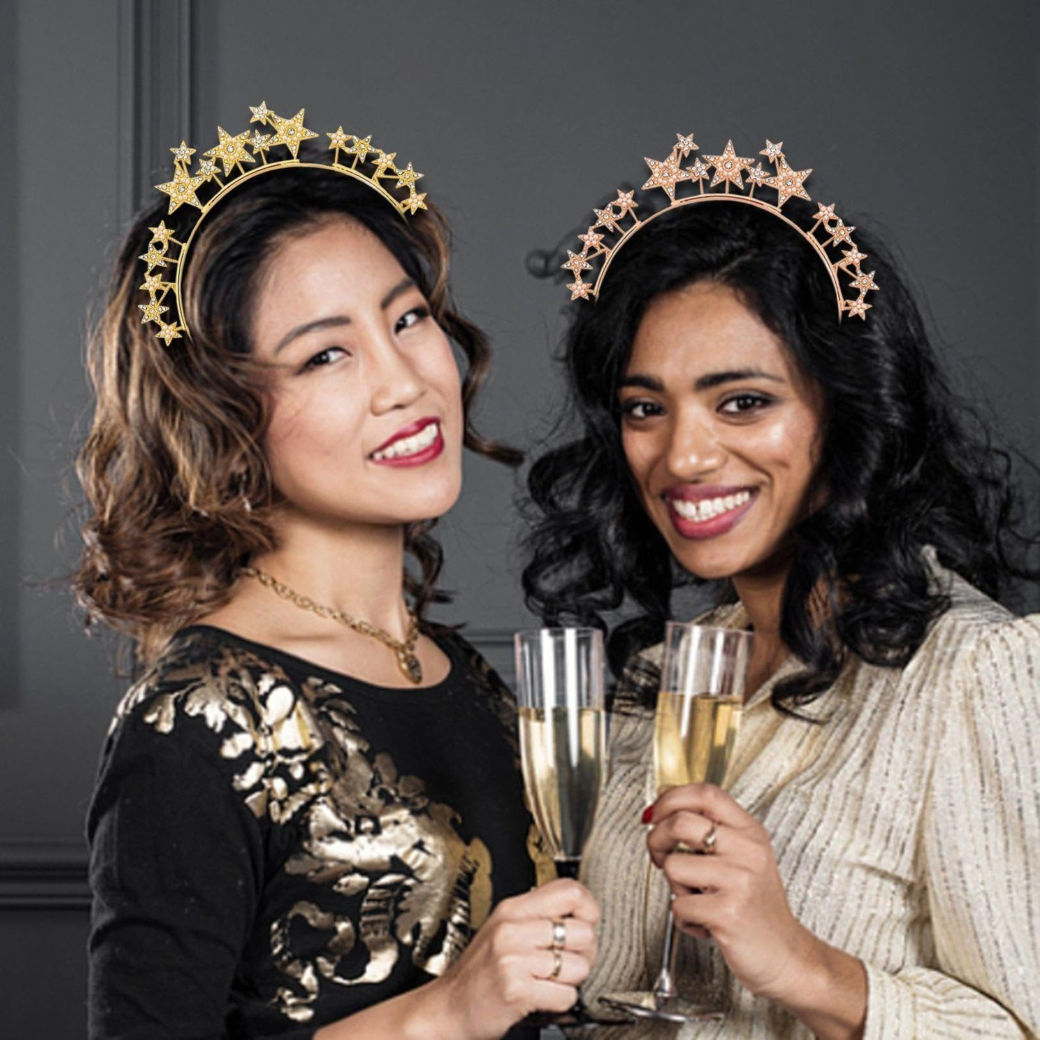 Pack of 3 Star Headbands, Five-Pointed Star Headbands with Rhinestones, Fashionable Party Headbands, Glitter Dress Headbands, Holiday Hair Accessories for Children and Adults image number 5