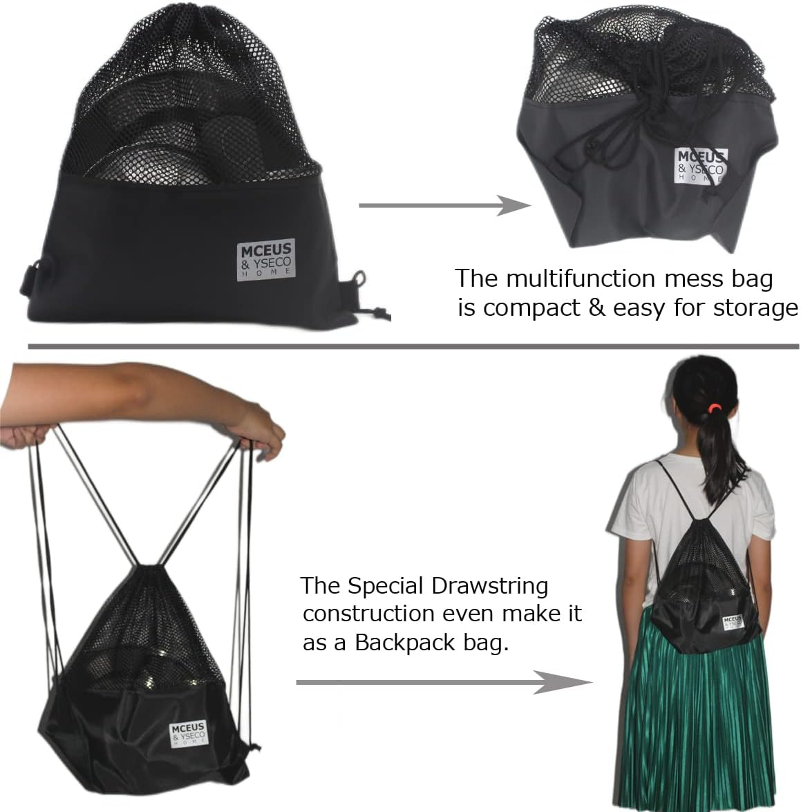 Compact Camping Mess Kit for 1 Person, Reusable Camping Dish Set, Polished 304 Stainless Steel Complete Camping Plates Cups and Bowls Set with Mesh Bag for Backpacking, Hiking image number 2