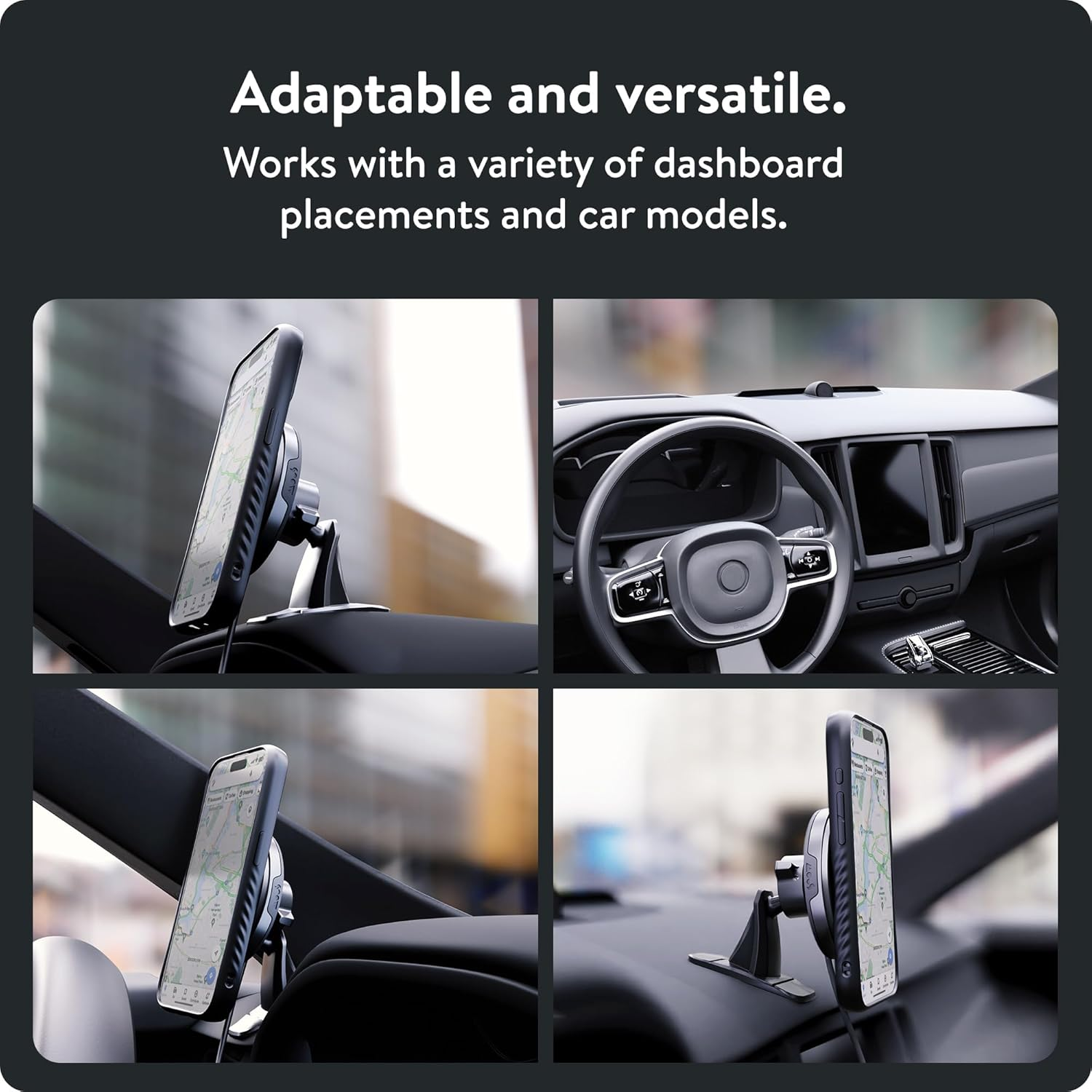 Mous Magsafe and Pixelsnap Compatible Dashboard Mount for Wireless Charging Car Dashboard Mount Compatible with Iphone 17/16/15/15/14/13/12, Pixel 10 Series Phones