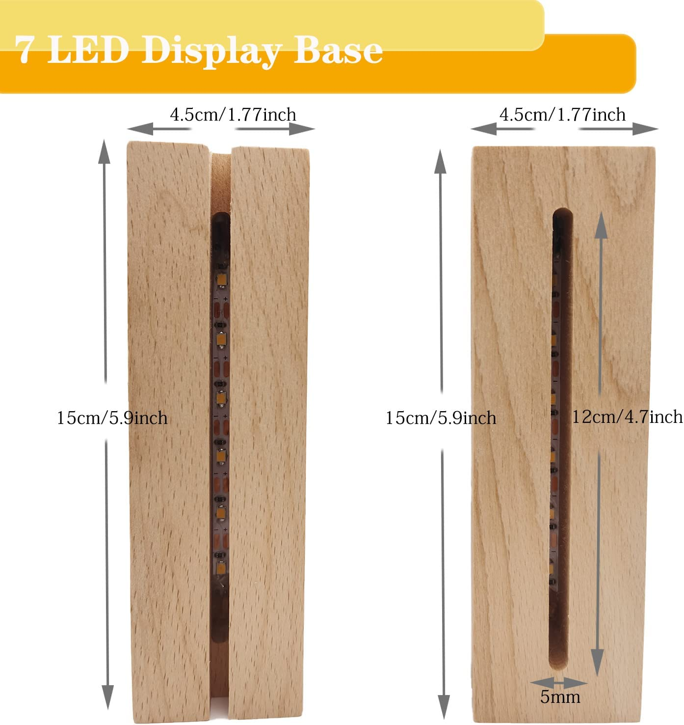 6 Inch Rectangle Display Pedestal, Colorful Rectangle Led Lights Display Base, Crystal Wooden Lighted Base Stand for Acrylic, Crystal, Night Light, Glass Resin Art image number 1