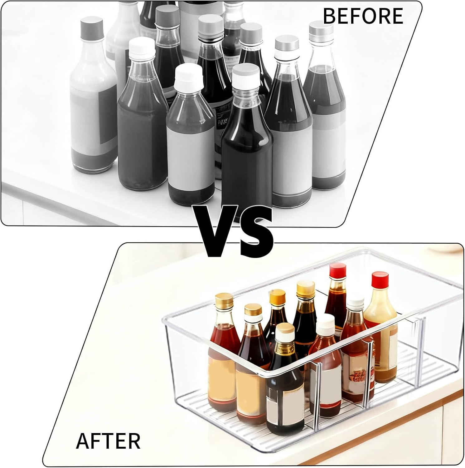 4 Pack Pantry Organizers and Storage Bins, Clear Plastic Medicine Cabinet Organizer, 4 Compartment Holder Packets for Pantry, Kitchen, Fridge, Snacks image number 5