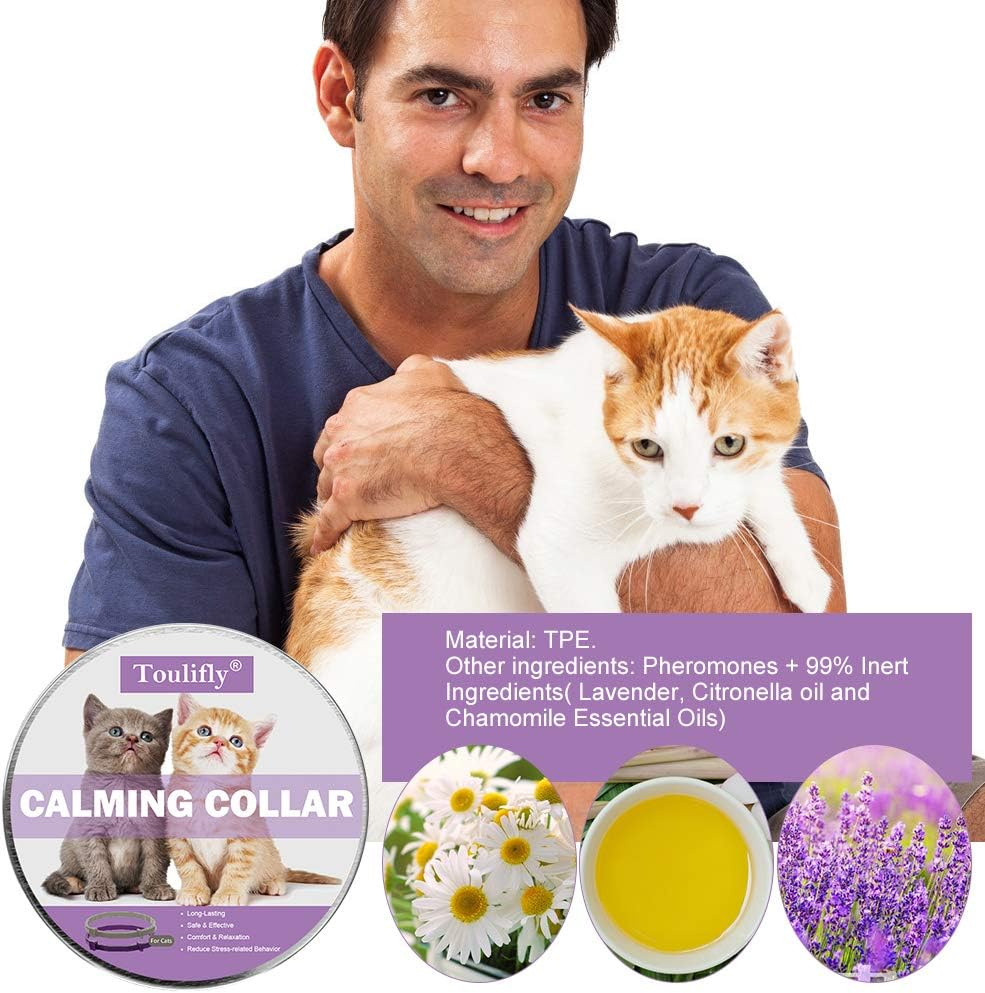 Toulifly Calming Collar, Cat Collar for Calming Anxiety and Aggression, Pheromones for Cats and Cats, Relieves Anxiety, Constant Calming -2 Pack image number 4
