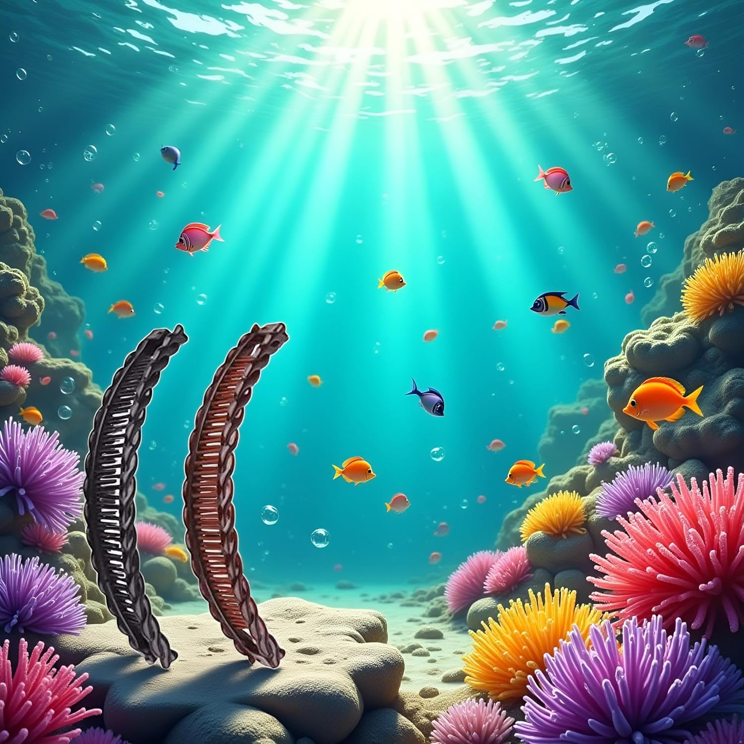 2 Pcs One Black and One Brown Large Banana Clips Fish Clips Long Hair Clips Banana Fish Clip Hair Accessories image number 2