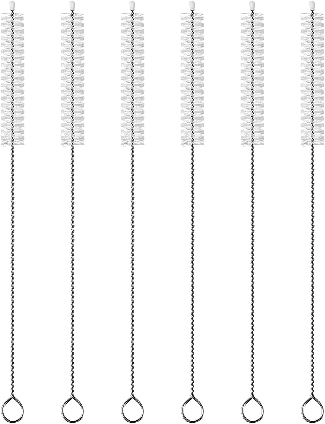 Straw Cleaner Brush, H HOME-MART 6 Pcs Drink Straw Cleaning Brush Kit, Extra Long Pipe Cleaners, Straw Cleaning Brush Bottle Brush Cleaner Pipe Cleaner for Tumbler, Sippy Cup, Bottle and Tube (White)