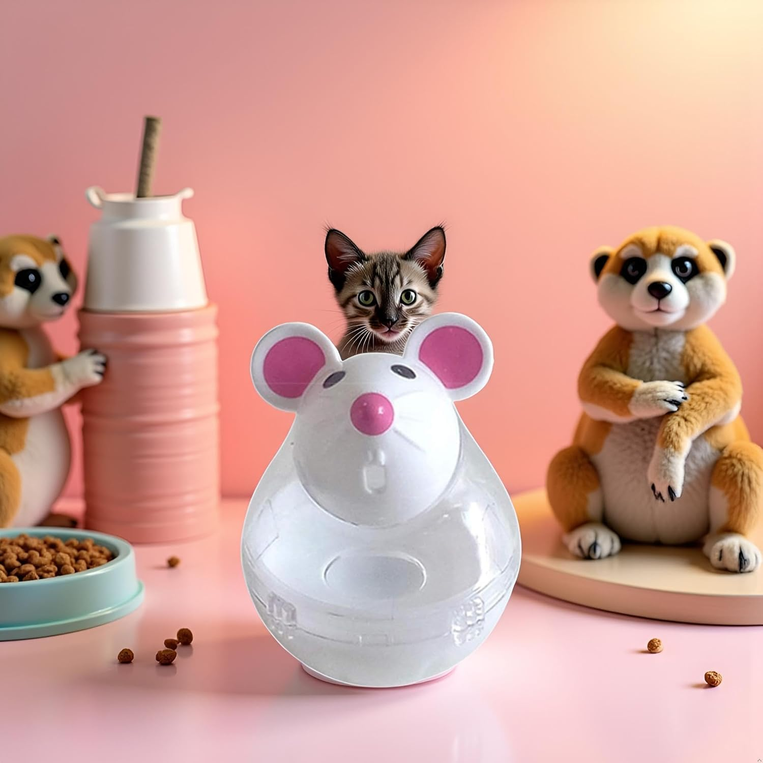 Pchnfei Interactive Cat Toy, Mouse Shape Treat Dispenser, Food Storage Holder for Indoor Cats and Kittens, Cat Mice and Animal Toys for Pets, Increase IQ Interactive image number 1