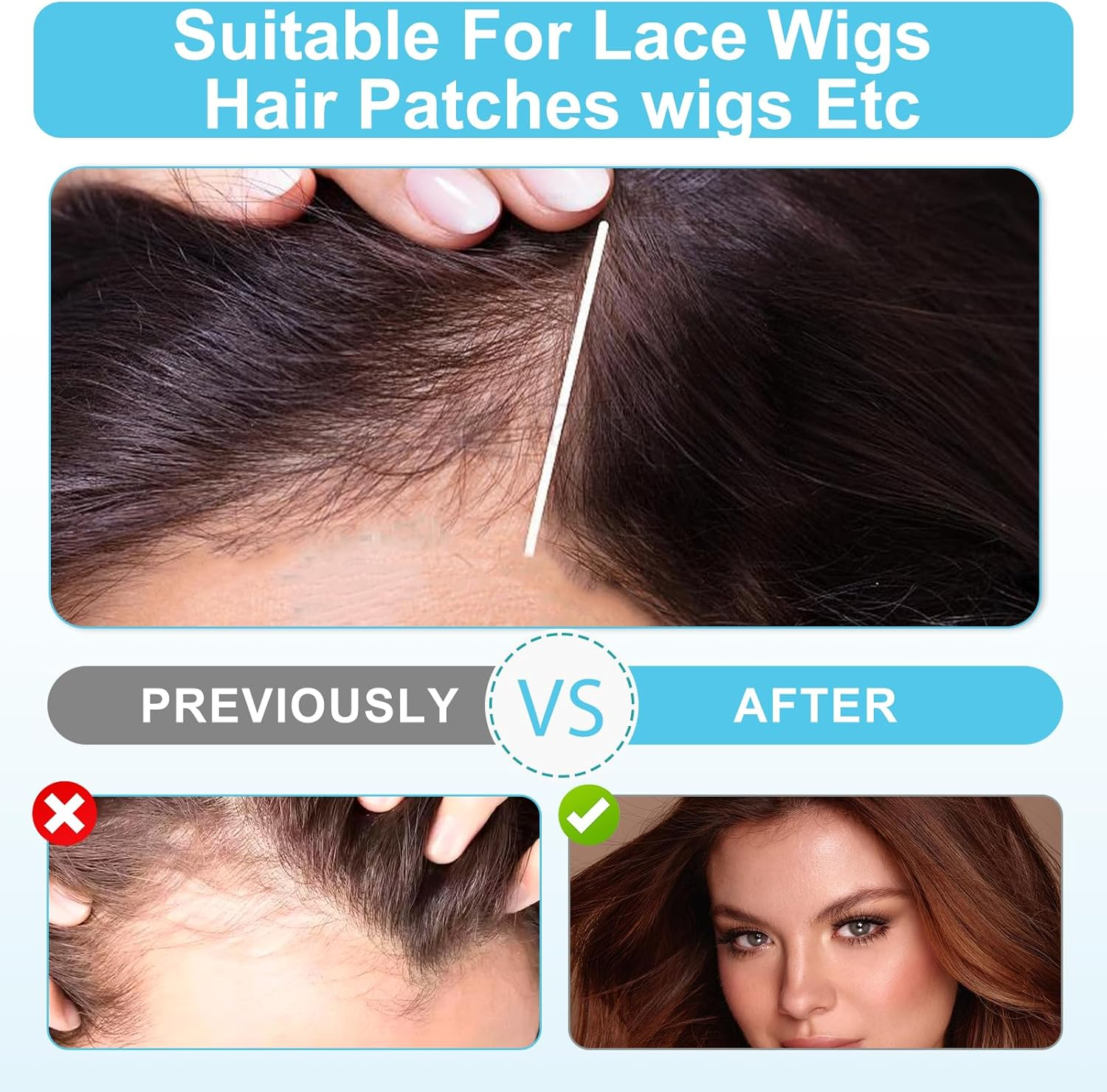 180 Pcs Hair Extension Tape, Double Sided Adhesive Tape for Hair Extensions and Wigs, Strong Hold Sweat Resistant Tape Tabs 4Cm X 0.8Cm, No Residue image number 4