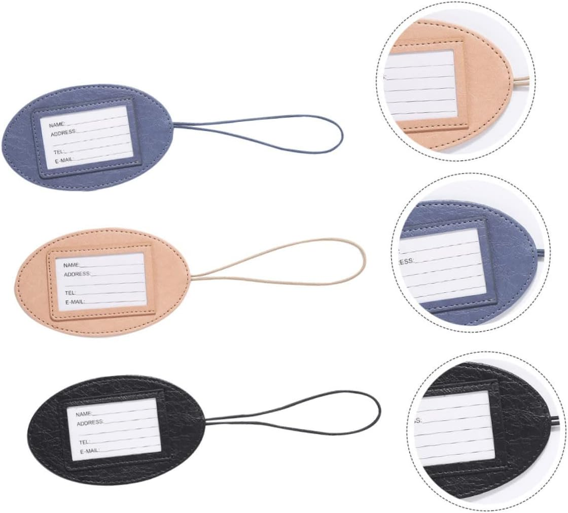 Homoyoyo 3Pcs Multifunctional Pu Leather Travel Id Tags round Cartoon Luggage Labels Random Colors for Easy Suitcase Identification image number 2