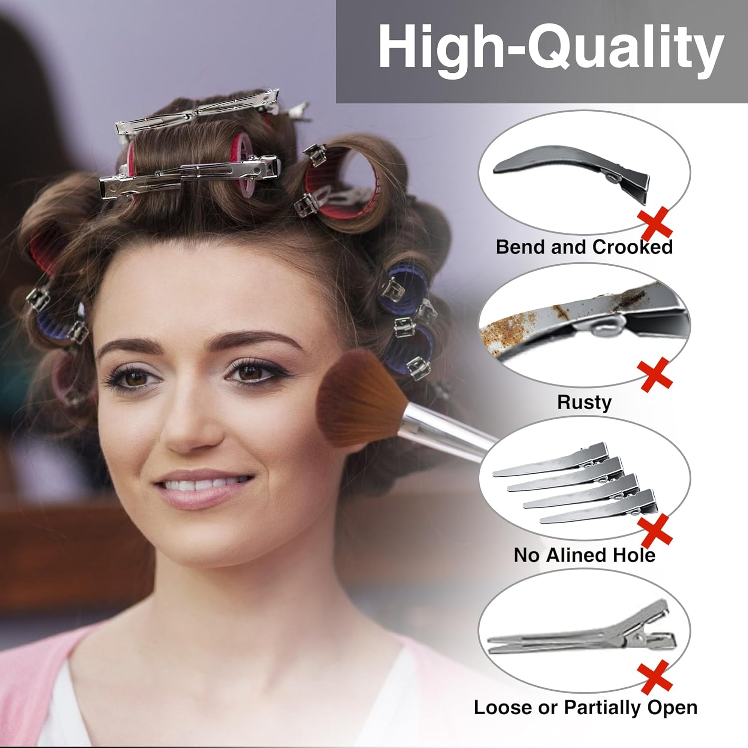 OOTDAY Hair Clips, Metal Alligator with Holes, Metal Duck Billed Hair Clips, Silver Metal Duck Billed Hair Clips, for Thick Hair Roller Salon Styling Sectioning Bows Diy(60Pcs) image number 2