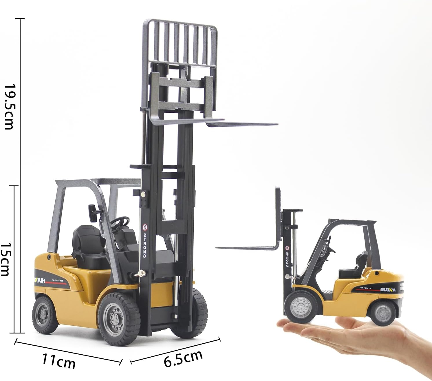 Qutumill Die-Cast Forklift Truck Toys 1/50 Scale Metal Engineering Vehicle Fork Truck High Detail Construction Vehicles Model Collection Forklift Decoration Toy for Kids image number 3