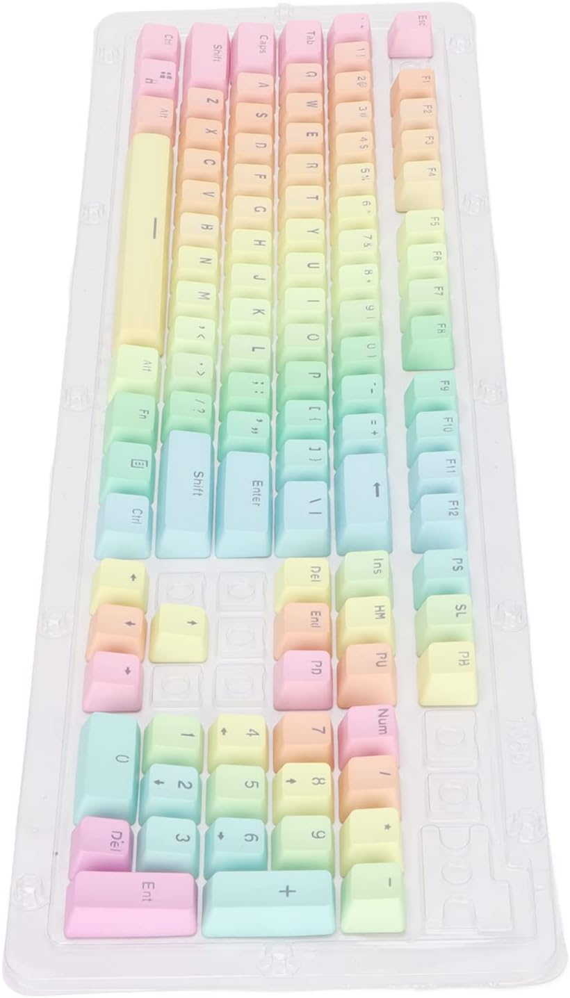 PBT Keycap Set, 104PCS Rainbow Double Color Translucent Gradient PBT Keycaps with Oil Coating, for 61/87/104 Keys Mechanical Keyboards, DIY Your Keyboard image number 2