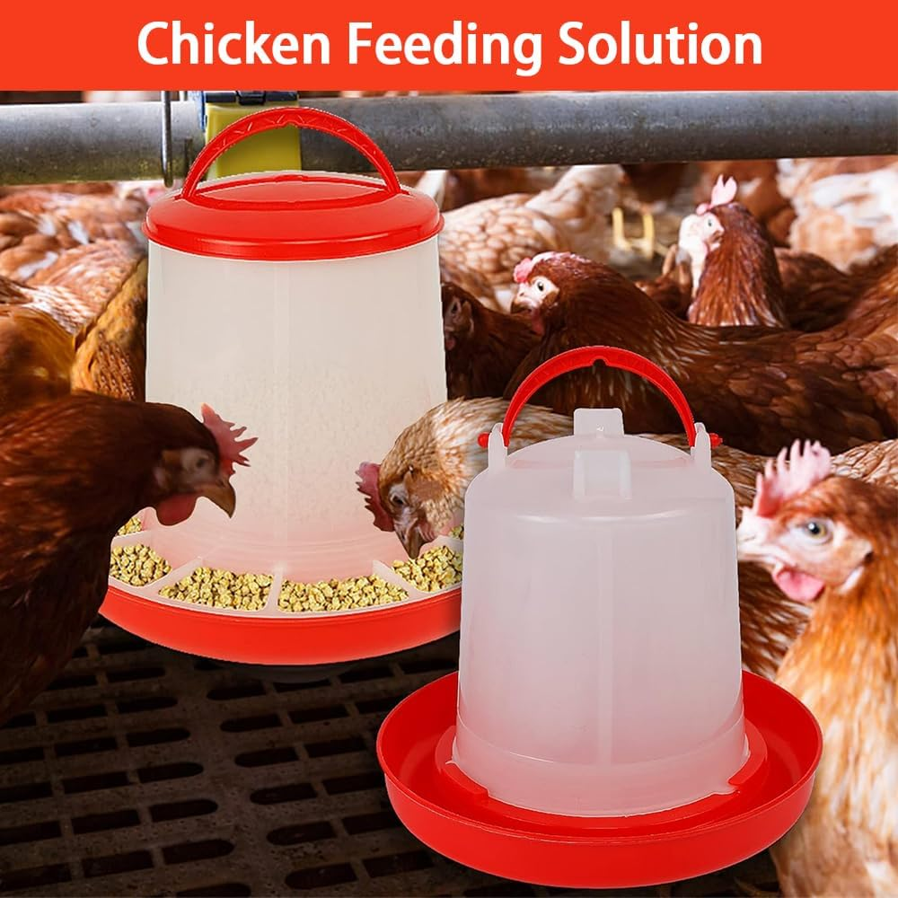 Chick Feeder Kit,Chicken Water Fountain,Feeding Container with Carrying Handle,Poultry Feeding Equipment Set,Chick Brooder Starter,For Baby Chicken,Duck Brooder image number 6
