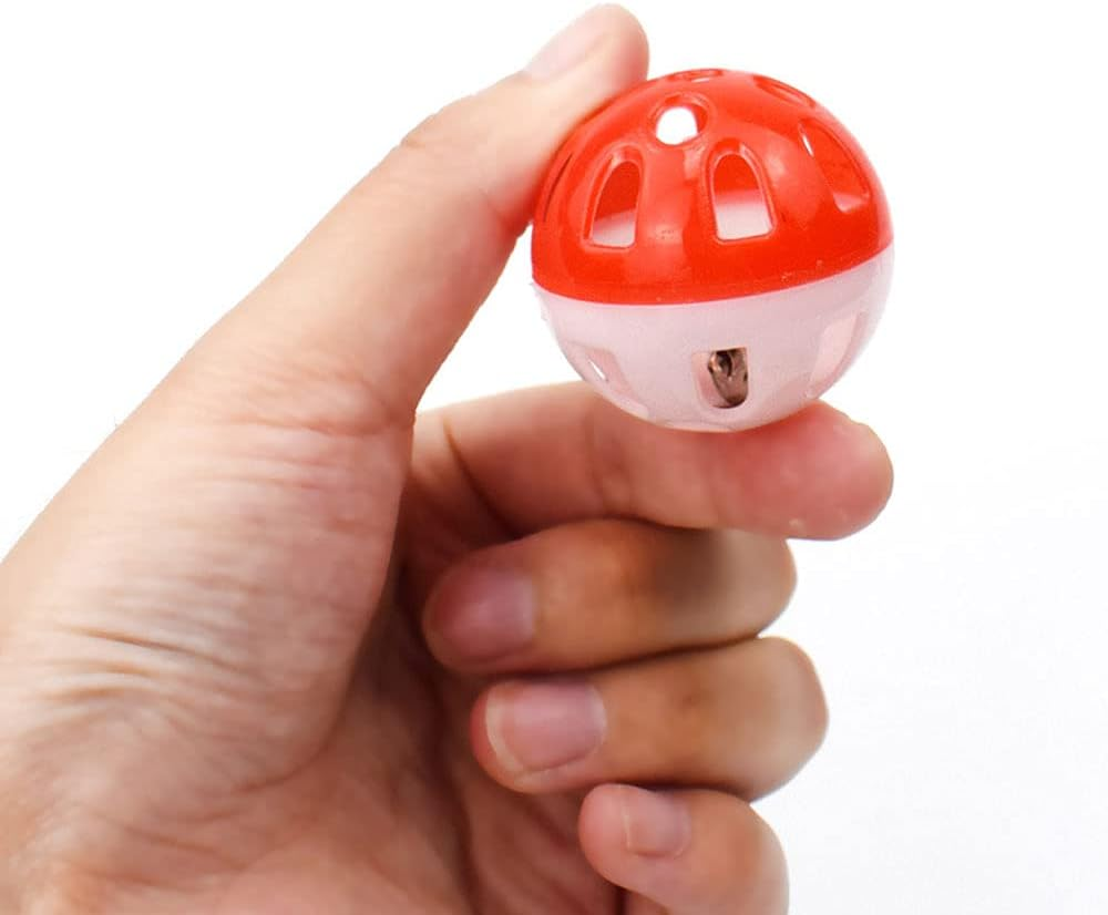 Darglino 12PCS 4CM Cat Toy Ball with Bell, Cat Bell Ball Cat Jingle Balls for Cats Kitten, Plastic Cat Toys Jingle Balls Pounce Chase Rattle Ball Toys Random Color