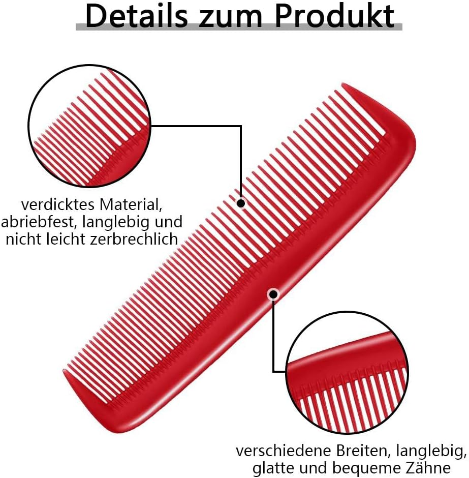 Funalix Pack of 12 Hair Combs, Pocket Combs with Fine Teeth, Small Styling Combs with Anti-Static Anti-Tangle, Hair Cutting Combs, Daily Hair Care Tool for Women/Men (6 Colours) image number 5