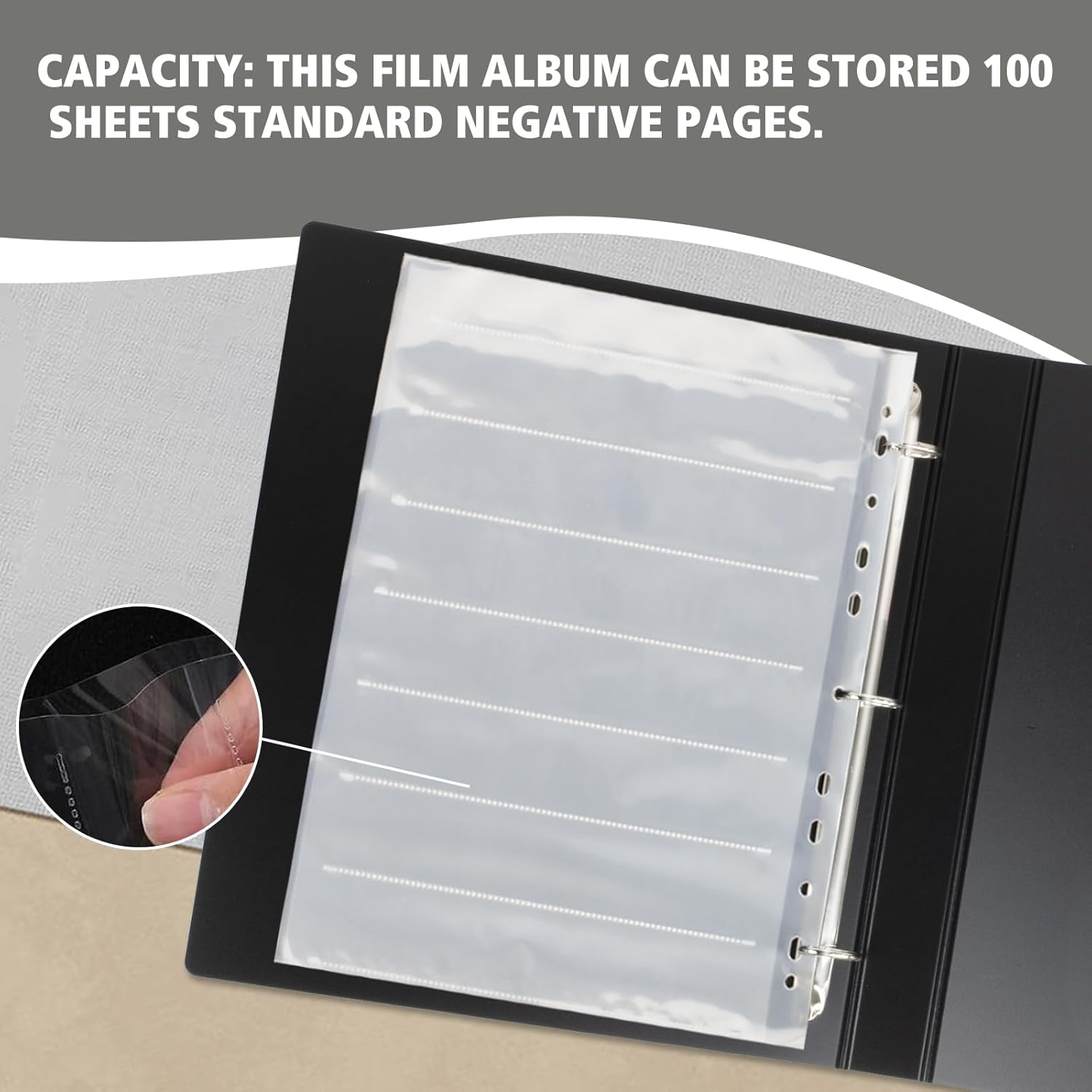 Etone Archival Storage Sheets 135 35Mm Negative Page Preservers Sleeves with Film Album Ring Binder (50X135) image number 5