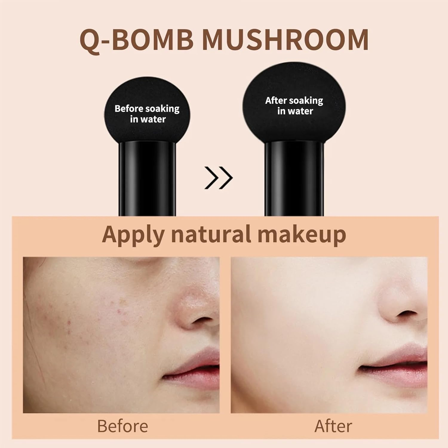 Mushroom Head Air Cushion CC Cream, CC Cream Foundation, Moisturizing BB Cream Foundation Long-Lasting Coverage of Blemishes, Matte Even Skin Tone Nude Makeup Base Primer (02#, Natural) image number 5