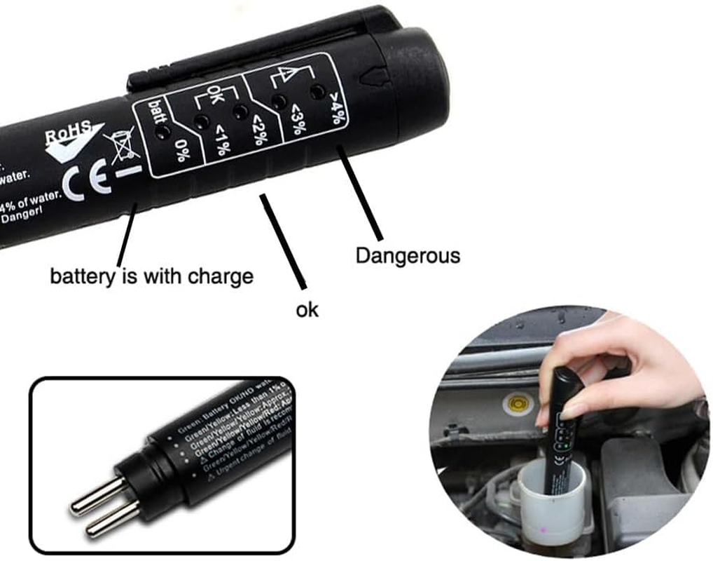 Brake Fluid Liquid Tester Pen, Hydraulic Fluid Liquid Oil Moisture Analyzer with 5 LED Indicators, Auto Brake Diagnostic Testing Tool, Car Accessories Check Engine (Not Equipped with Batteries） image number 1