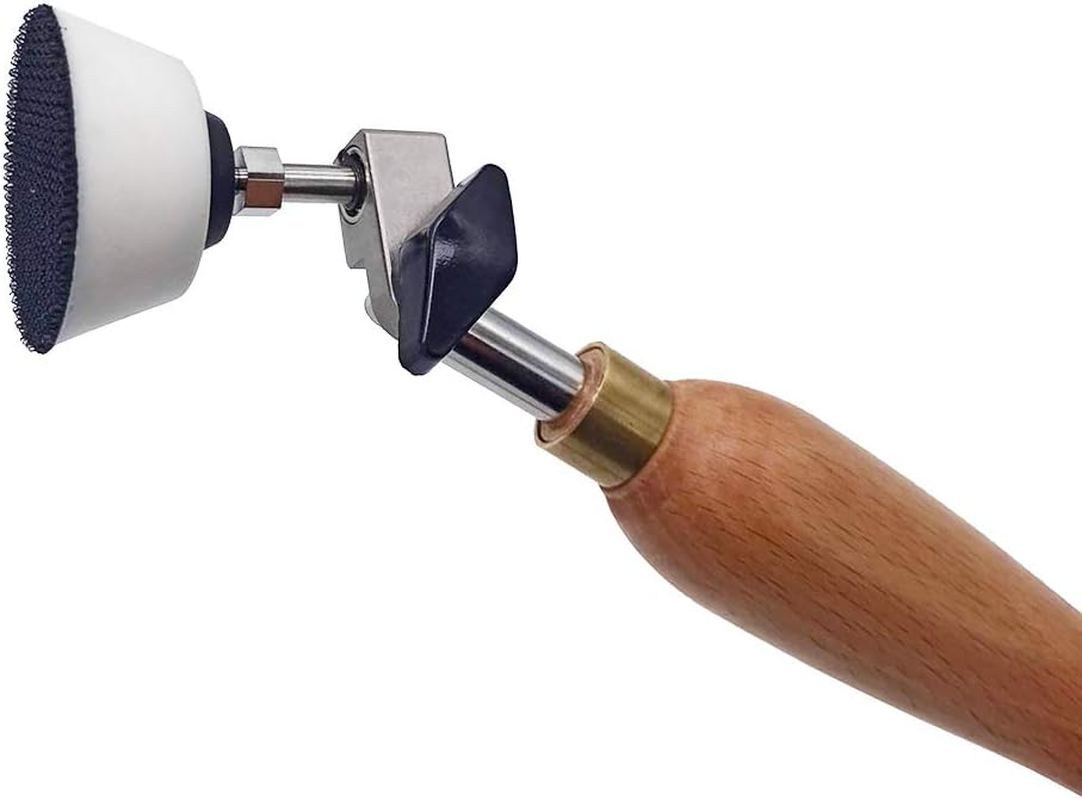 Bowl Sander, Sanding Tool for Woodworking, with 2 Inch Hook and Loop Sanding PU Pad and 11.8 Inch Long Hardwood Handle, Total 50 Pcs Sandpaper Discs in Grits 80/120/150/180/240 image number 4