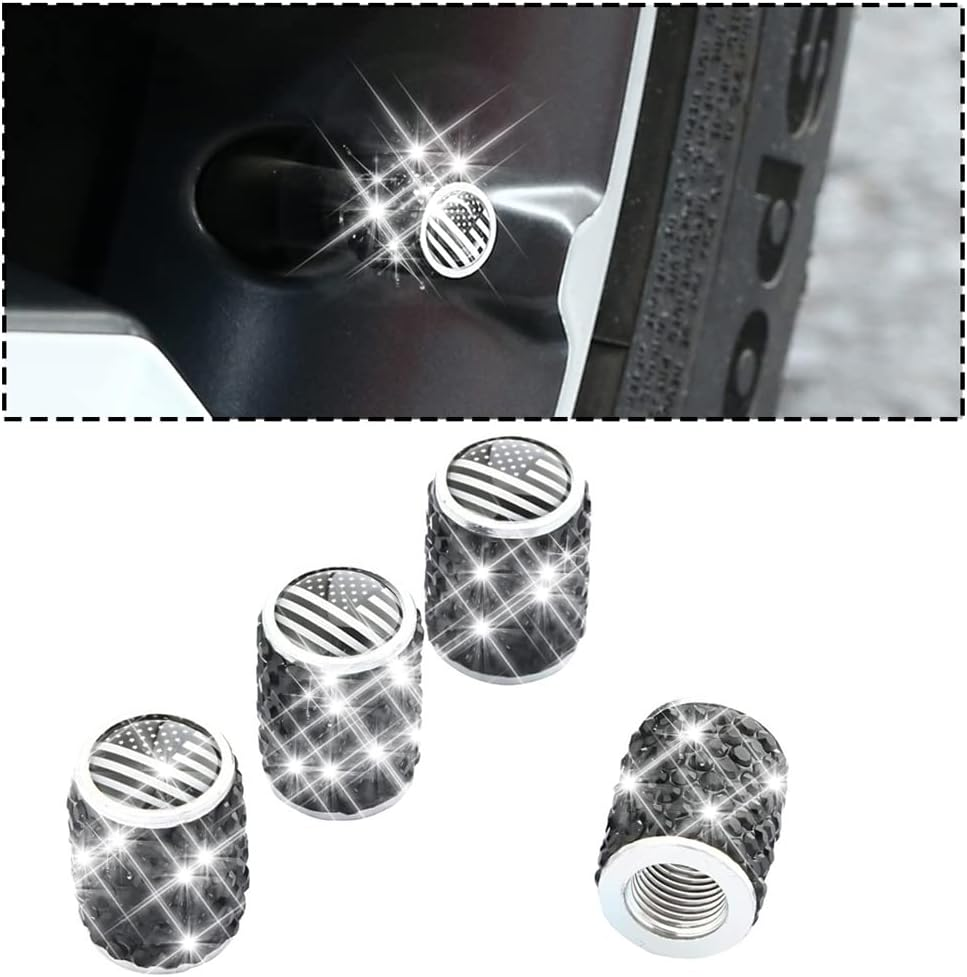 Zipelo Bling Valve Stem Caps, 4 Pack Crystal Rhinestone Car Tire Valve Covers, Dustproof Stem Cap for Auto Wheel, Sparkling Tire Air Valves Cover, Universal for Most Vehicles (Red)