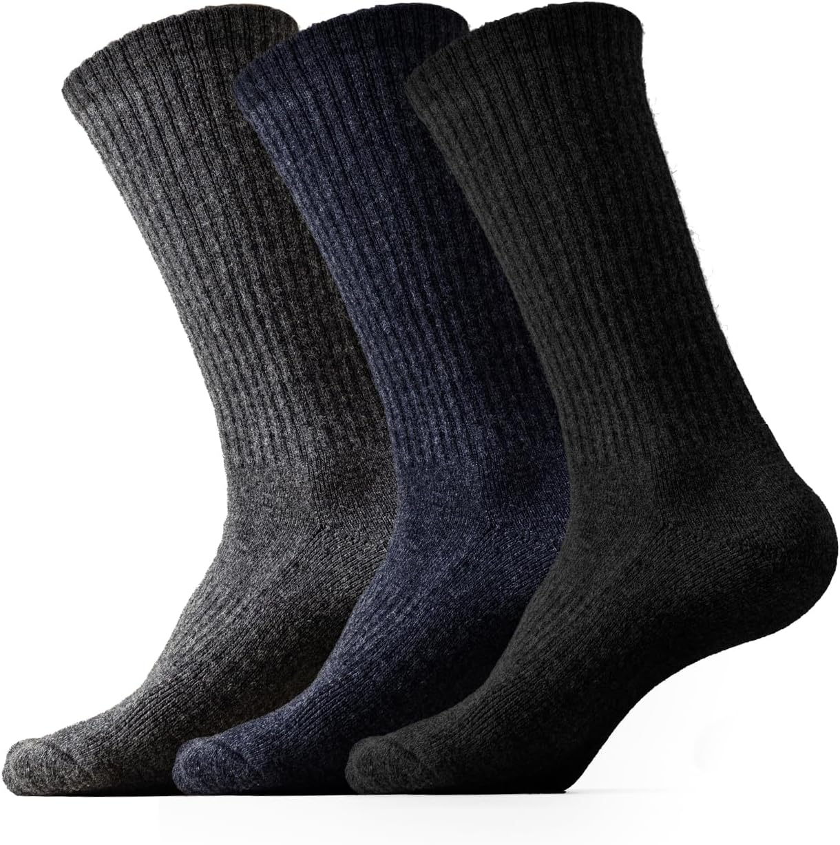 Viiotu Men'S Merino Wool Socks 3-Pack, 95.5% Merino Wool Warm Soft Breathable Moisture-Wicking Antibacterial Durable Merino Wool Socks Men Wool Socks
