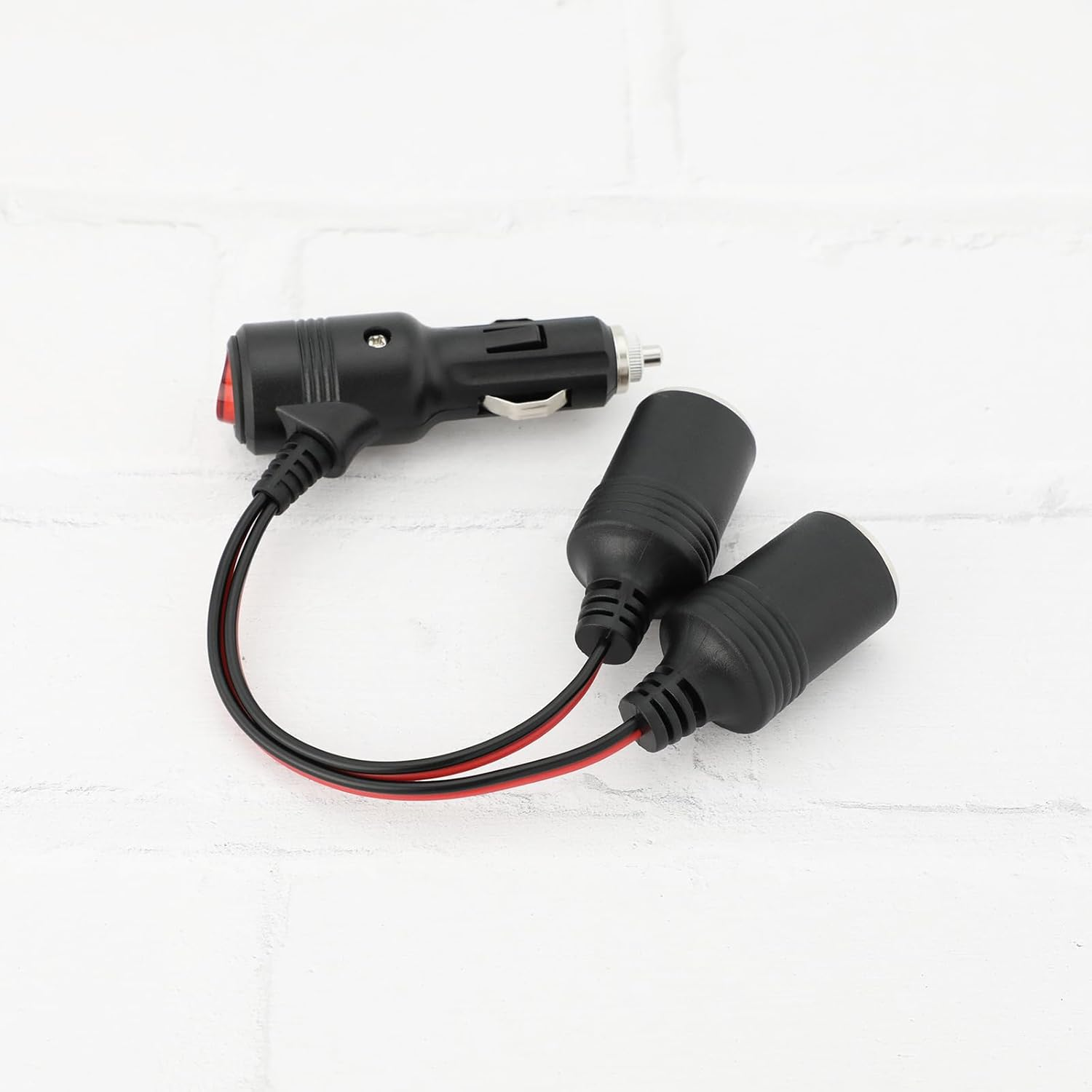 OTOTEC 2Pcs 12 V/24 V 1 to 2 Car Cigarette Lighter Socket Splitter Adapter with Switch Indicator Light 15CM 19AWG Extension Cable for Car, Truck, Caravans image number 2