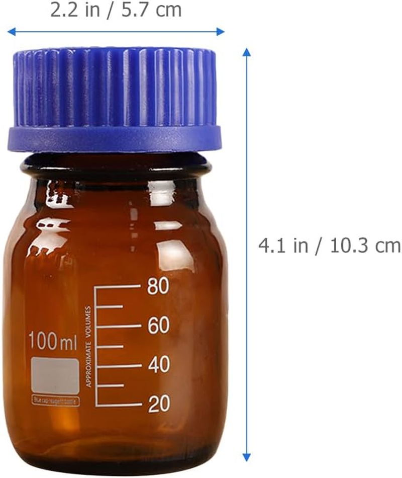 Kichvoe 3Pcs 100Ml Glass Chemical Reagent Bottles - Leak Resistant Sealing Medicine Container | for Lab Samples & Essential Oils Storage image number 6