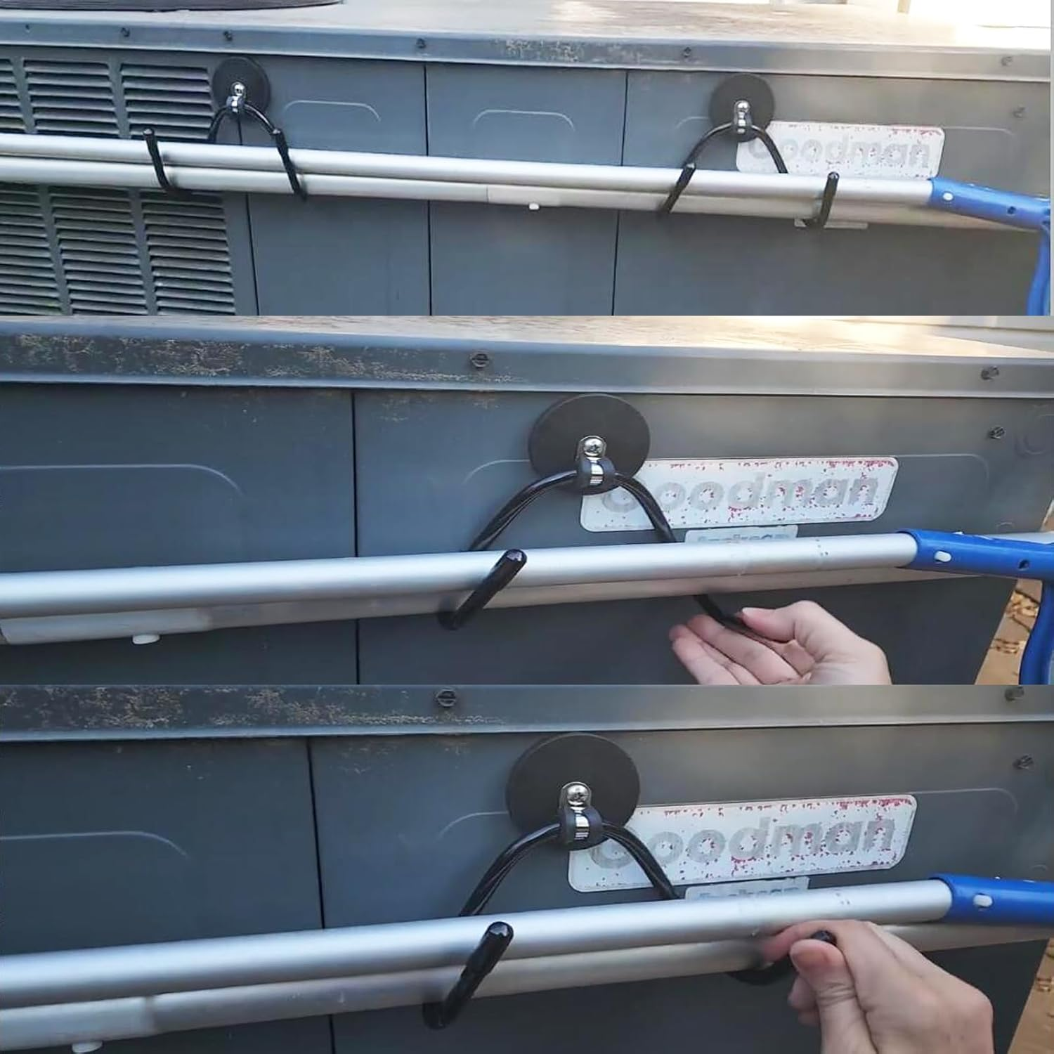 Pmsanzay 2 Pack Strong Magnetic Garage Storage Hooks, Heavy Duty Magnet Organizer Hooks with Rubber Coating for Garden Tools, Hose,Workshop,Pool Tools,For Indoor & Outdoor Hanging (Black) image number 2