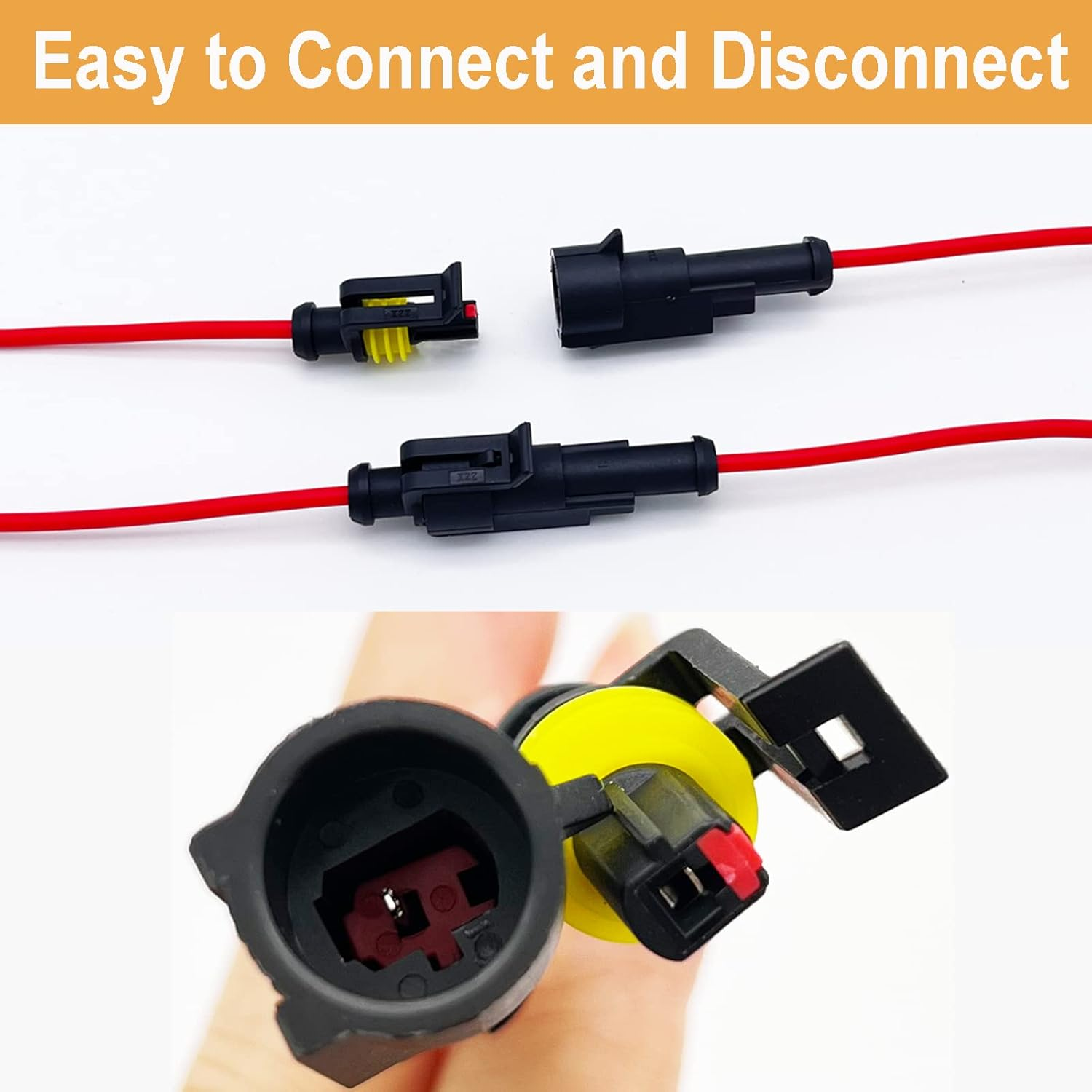 10 Kit 16 AWG 1 Pin Connector Car Waterproof Wire Connectors 1 Pin Automotive Electrical Connectors Quick Disconnect 1 Way Wire Terminal Connector Plug and Heat Shrink Tubing Kit image number 3
