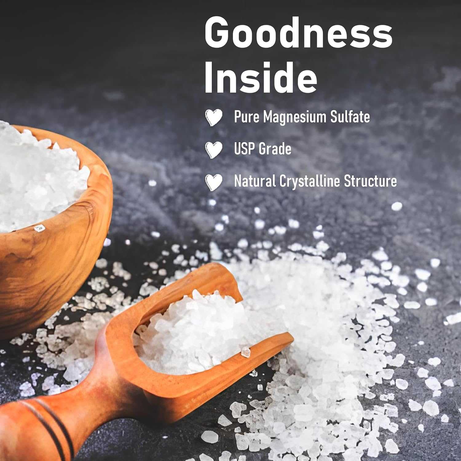 Mi Nature Pure Epsom Salt |USP Grade| Relieves Muscle Aches and Pain| from Body Detox to Foot Crack Sores | Mineral Rich Therapy |Goodness of Ultimate Relaxation |For Plants|500G (17.637Oz) image number 1