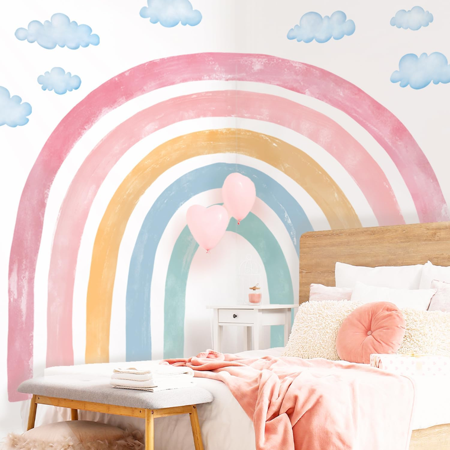 DECOWALL SG4-2429 Watercolor Rainbow Wall Stickers Kids Decals Playroom D&eacute;cor Room Girl Large Nursery Toddler Peel and Stick Baby Art Classroom image number 1