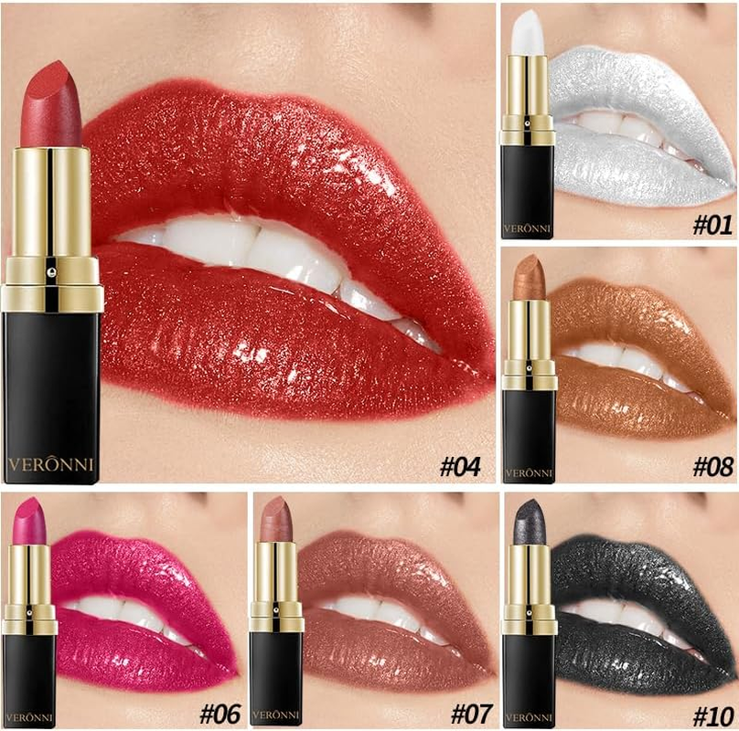 6Pcs Diamond Glitter Lipstick Set, Glitter Metallic Shimmer Lipstick 6 Colors, Non-Stick Sparkling Glitter Matte Lip Stick, Long-Lasting & Waterproof, Shiny Matte Lip Gloss for Women image number 6