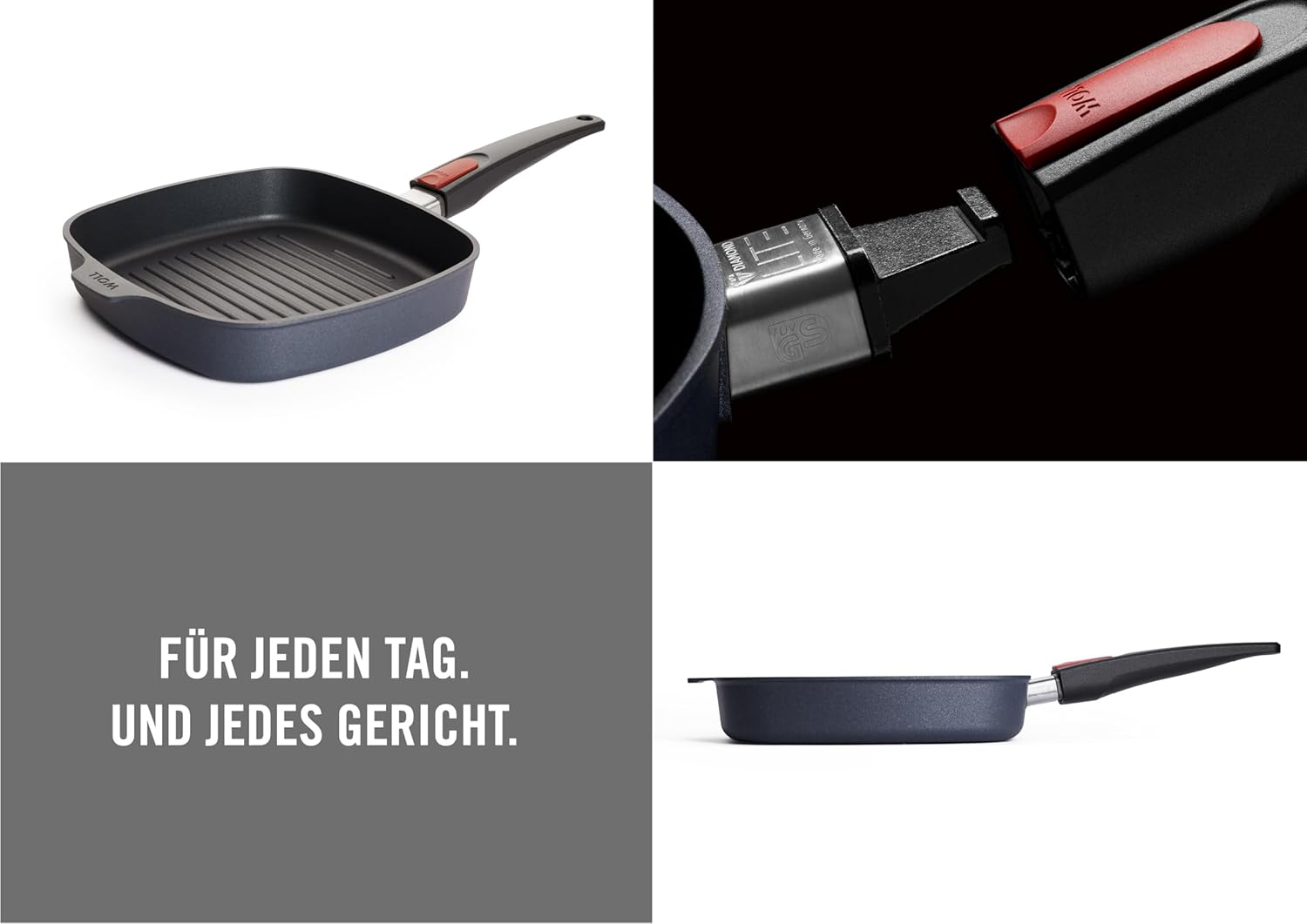 Woll Diamond Lite Grill Pan 24 X 24 Cm Square with Grooves and Removable Handle - Non-Stick Cast Aluminium, Oven-Safe, Suitable for Ceramic, Gas, Electric & Halogen - Grill Pan image number 5