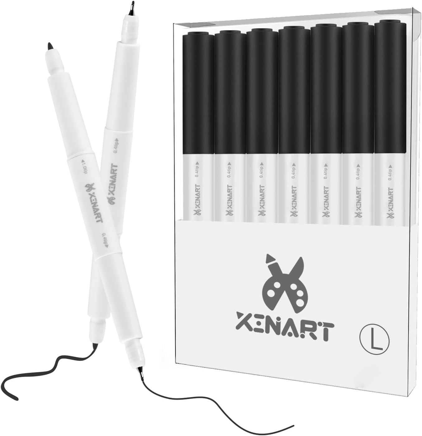 XINART Dual Tip Pens for Cricut Maker 3/Maker/Explore 3/Air 2/Air, Black Pens Set of 7 Pack Dual Tip Marker Fine Point Pen Writing Drawing Accessories for Cricut Machine (0.4 Tip & 1.0 Tip)